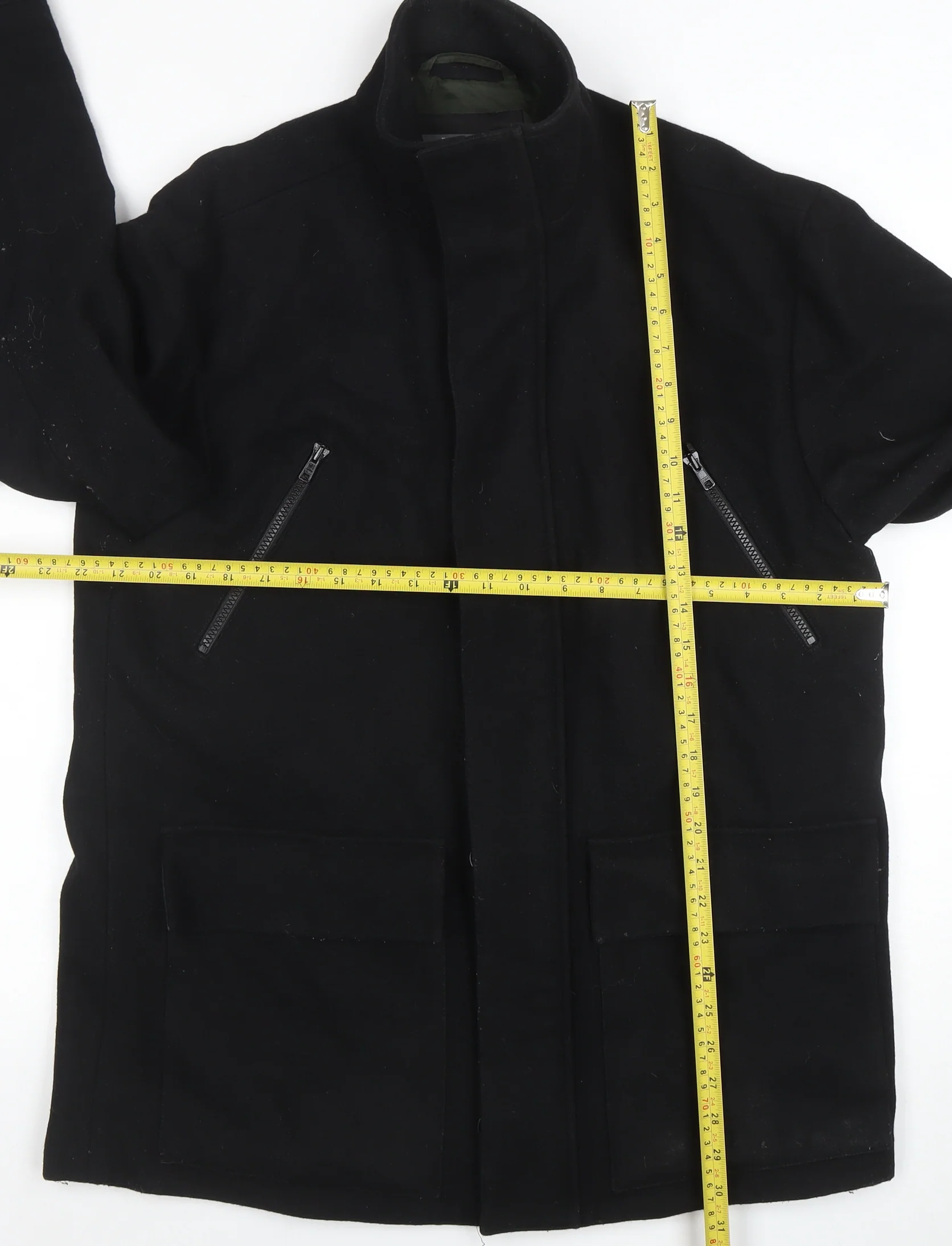 River Island Men's Black Wool Blend Mid-Length Coat M - Image 2