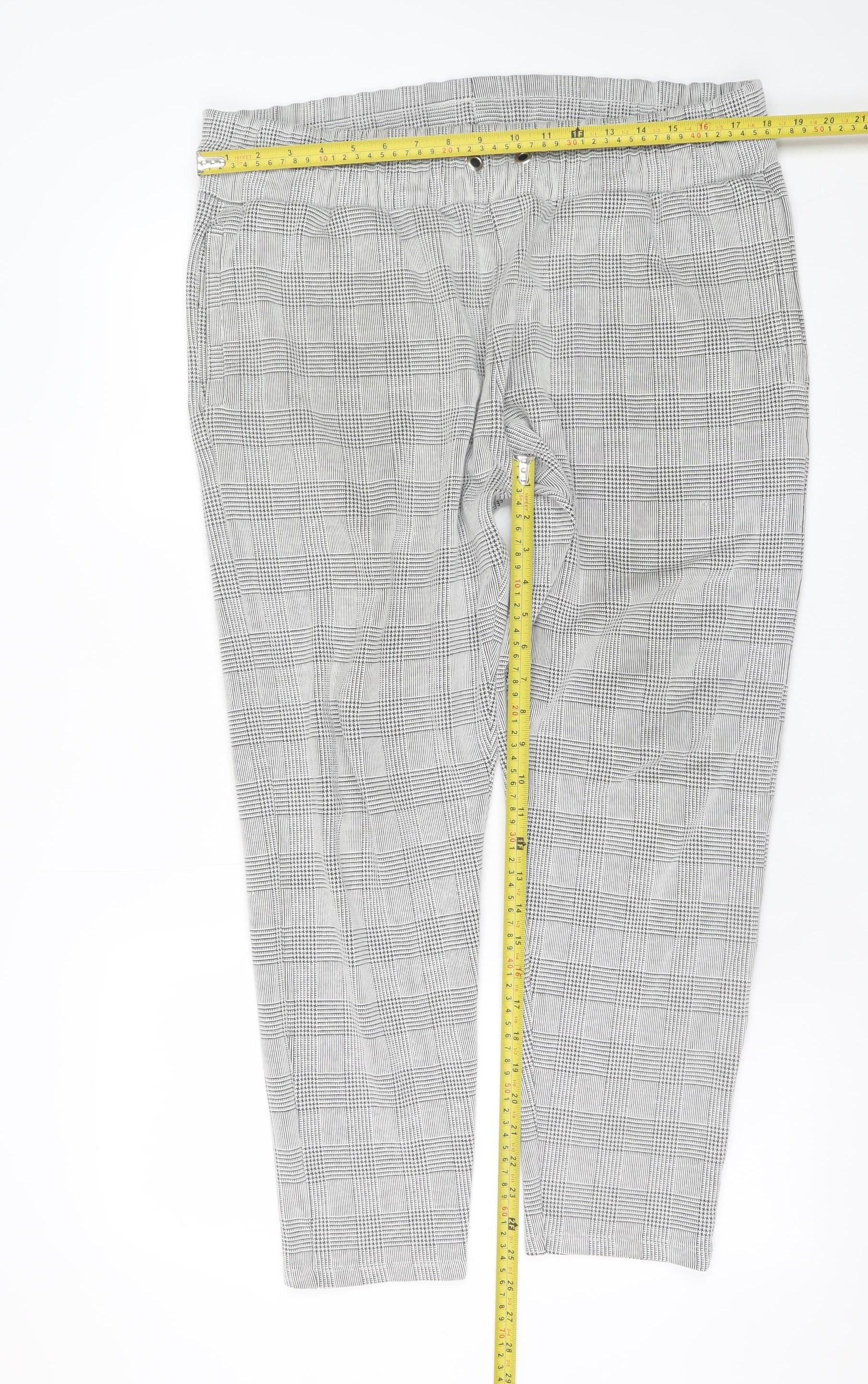 River Island Men's Grey Check Slim Chino Trousers XL - Image 2