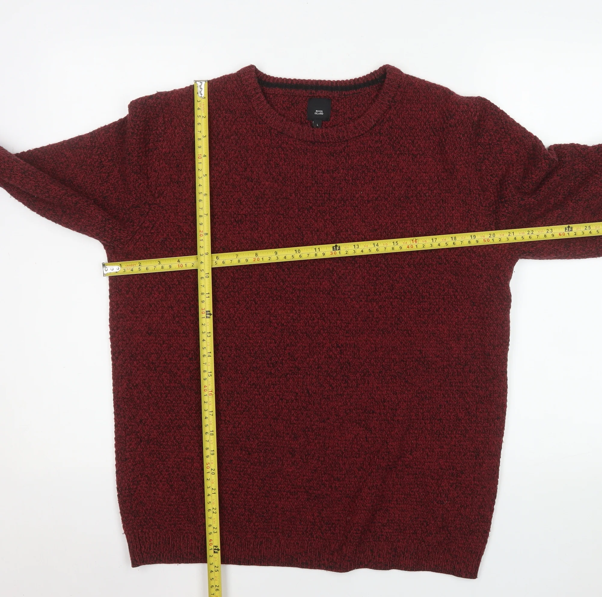 River Island Men's Red Knit Crew Neck Jumper Size L - Image 2
