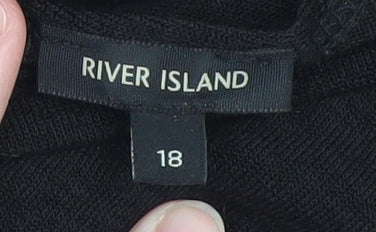 River Island Women Black Size 18 V-Neck Criss Cross Jumper - Image 5