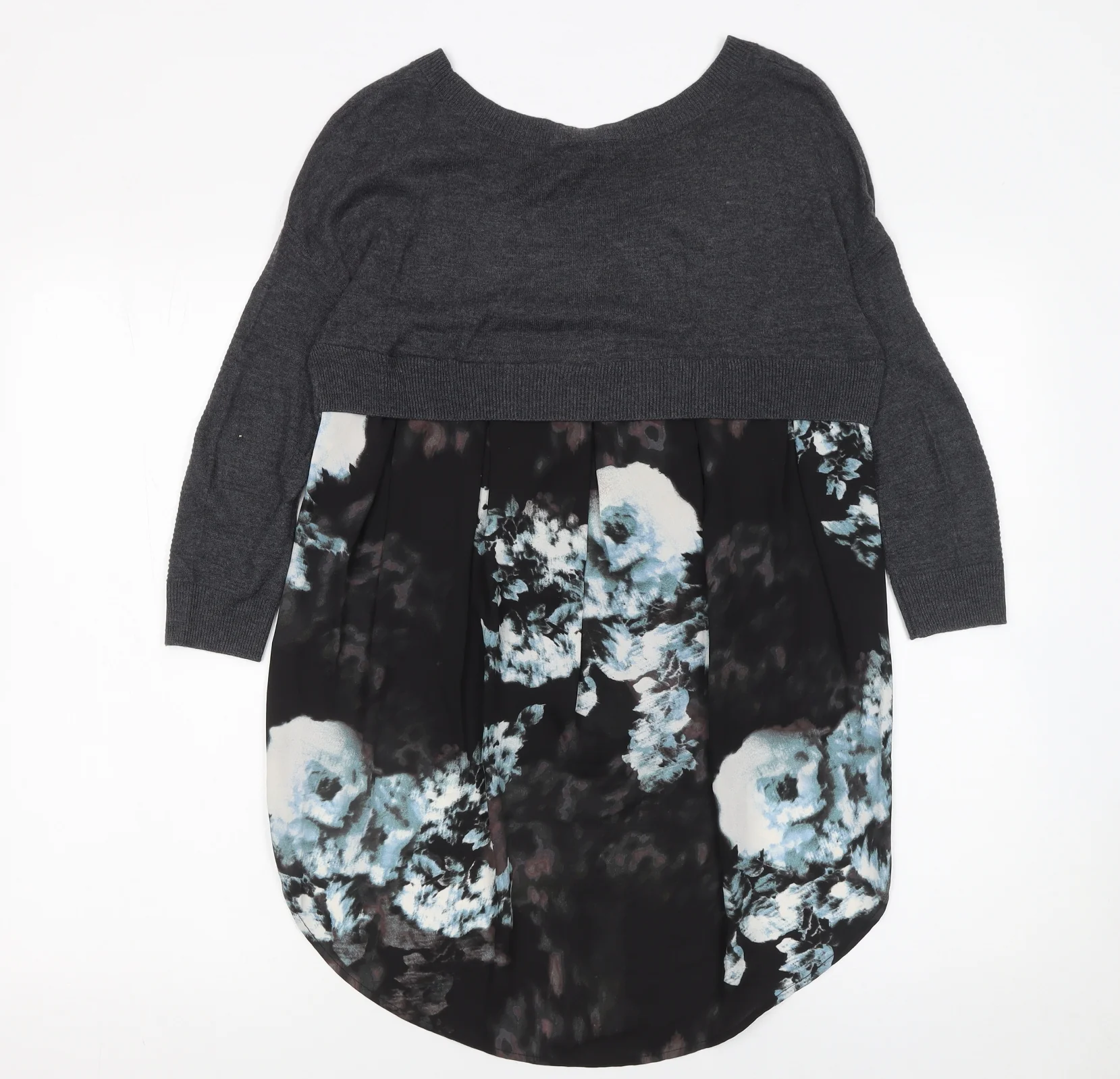 River Island Women Grey Floral Back Pullover Jumper Size 8 - Image 3