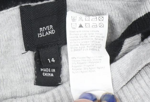 River Island Women Grey Hooded Pullover Jumper Size 14 - Image 4