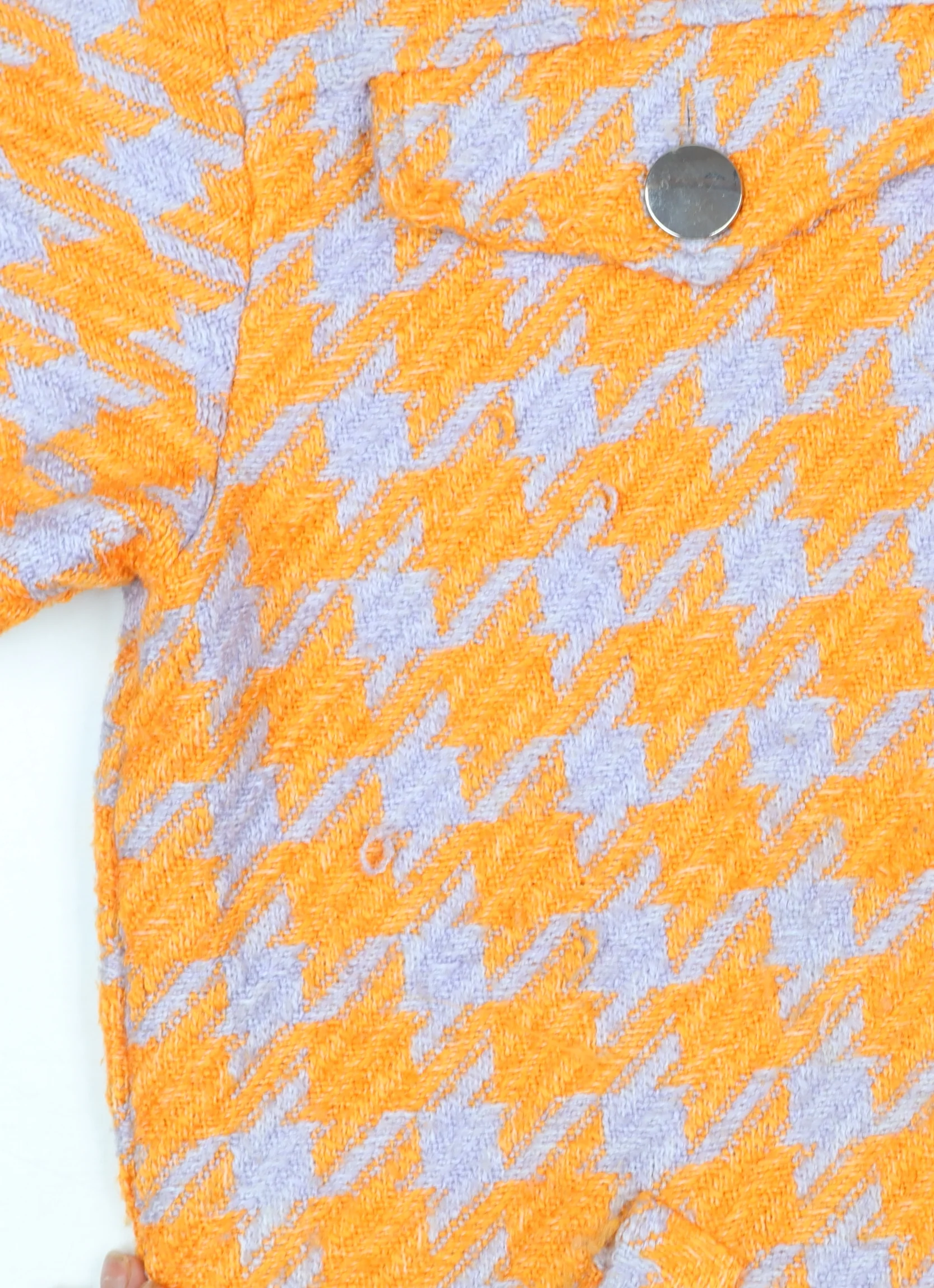 River Island Women Orange Houndstooth Mid-Length Jacket M - Image 6