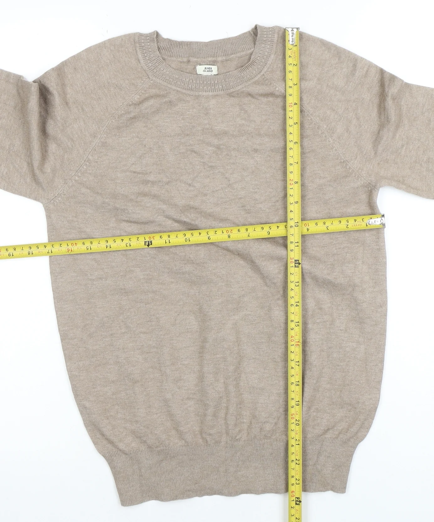 River Island Women’s Beige Knit Long Sleeve Crew Neck Top XS - Image 2