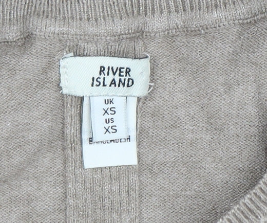 River Island Women’s Beige Knit Long Sleeve Crew Neck Top XS - Image 4