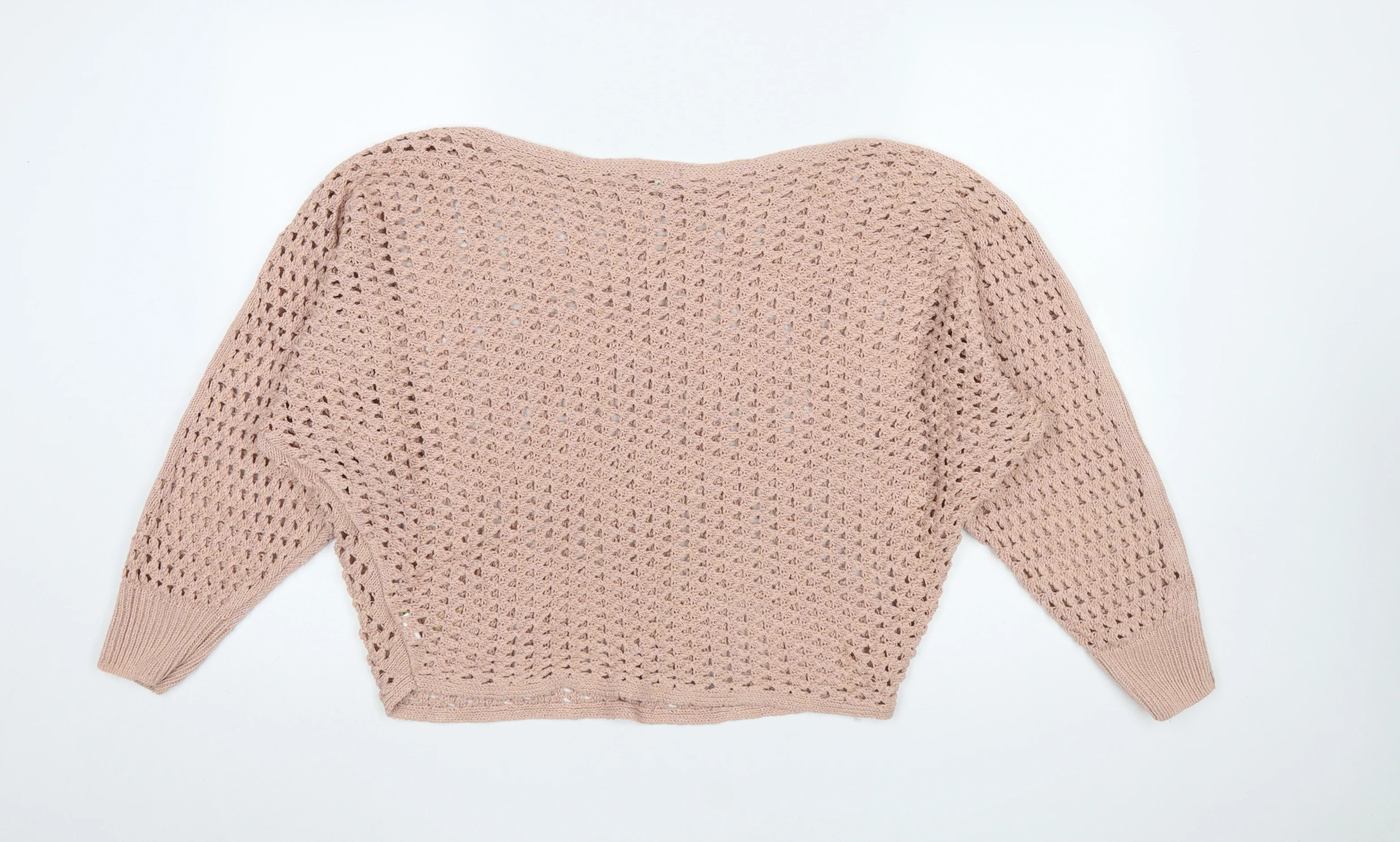 River Island Women’s Beige Open-Knit Boat Neck Jumper Size 12 - Image 3