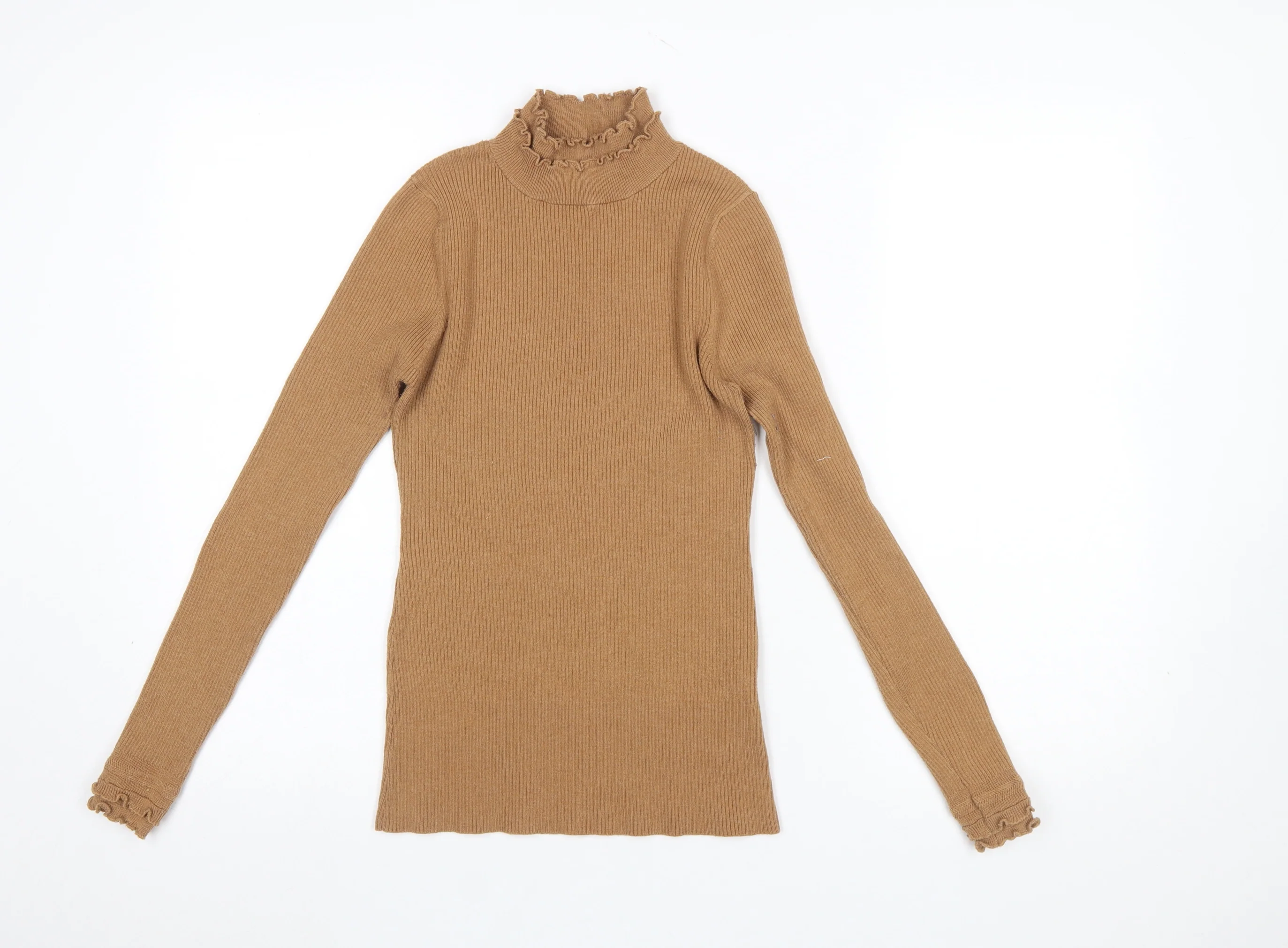 River Island Women’s Beige Roll Neck Ribbed Jumper Size 12