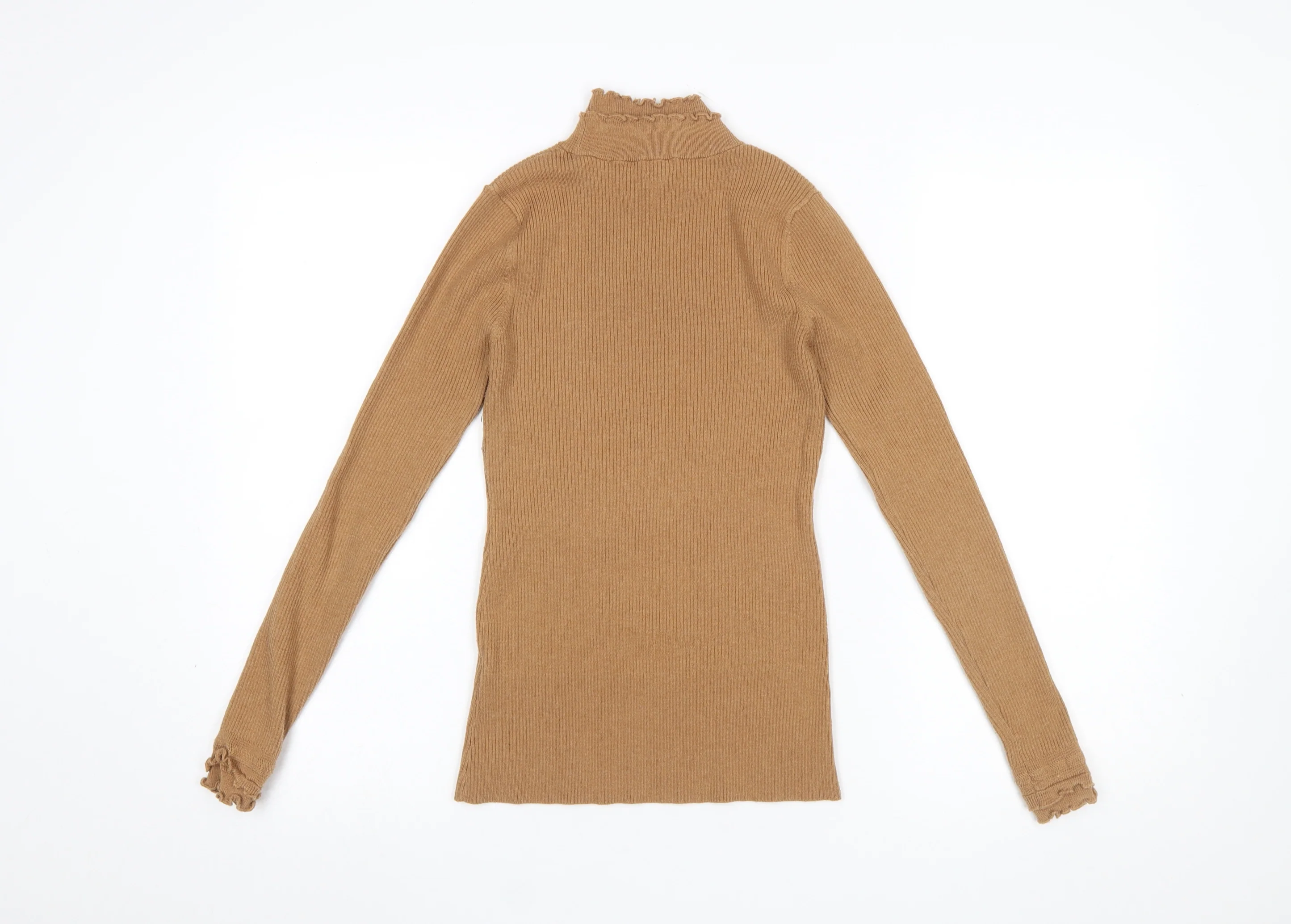 River Island Women’s Beige Roll Neck Ribbed Jumper Size 12 - Image 3