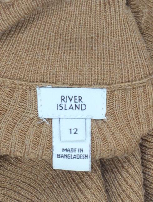 River Island Women’s Beige Roll Neck Ribbed Jumper Size 12 - Image 4