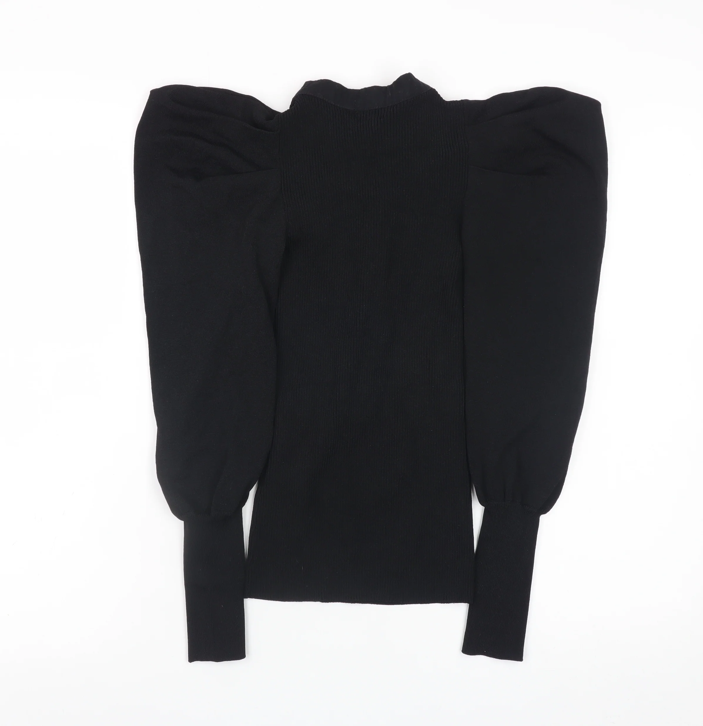 River Island Women’s Black Puff Sleeve Bow Jumper Size 6 - Image 3