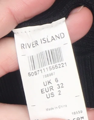 River Island Women’s Black Puff Sleeve Bow Jumper Size 6 - Image 4