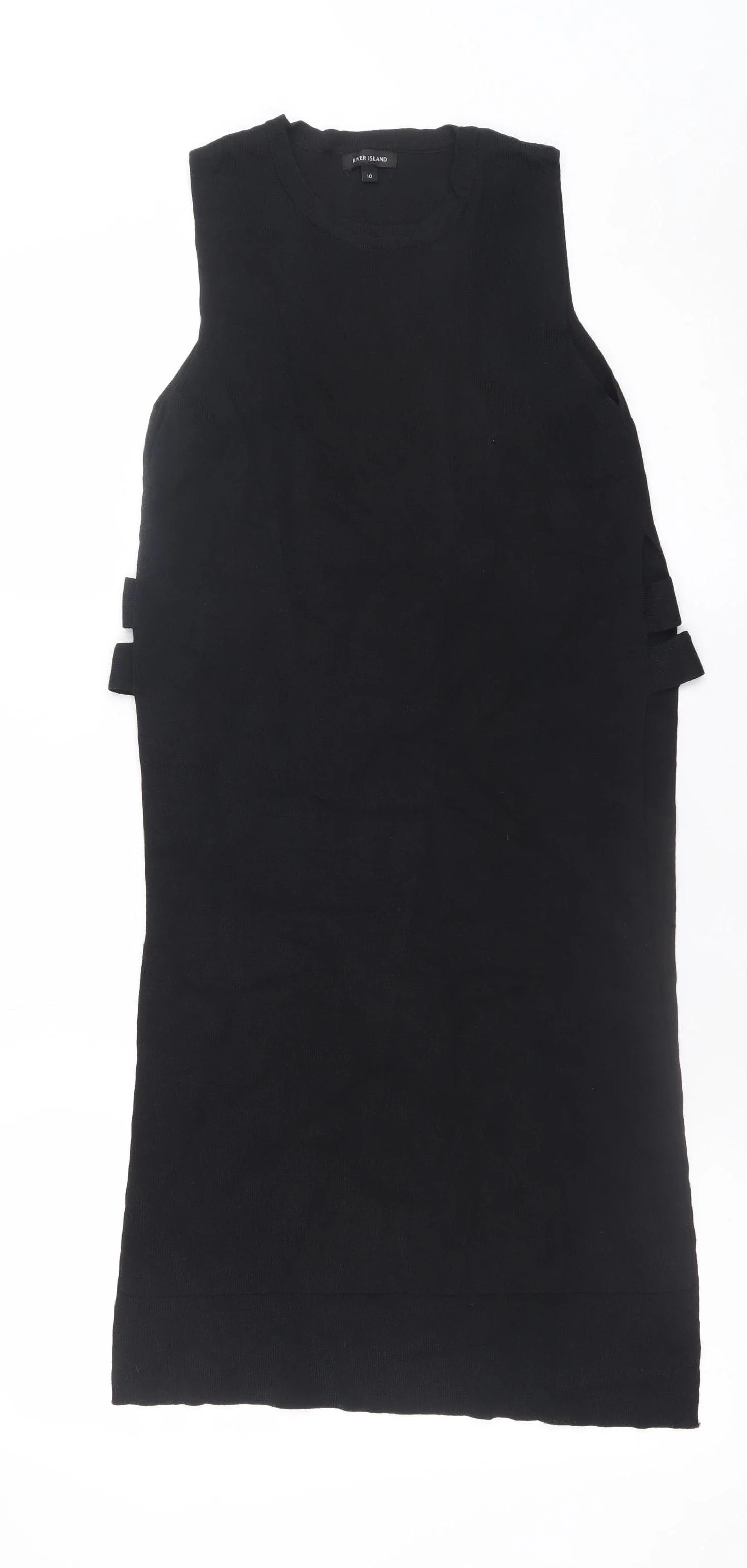 River Island Women’s Black Shift Knit Dress Size 10 Sleeveless Classic