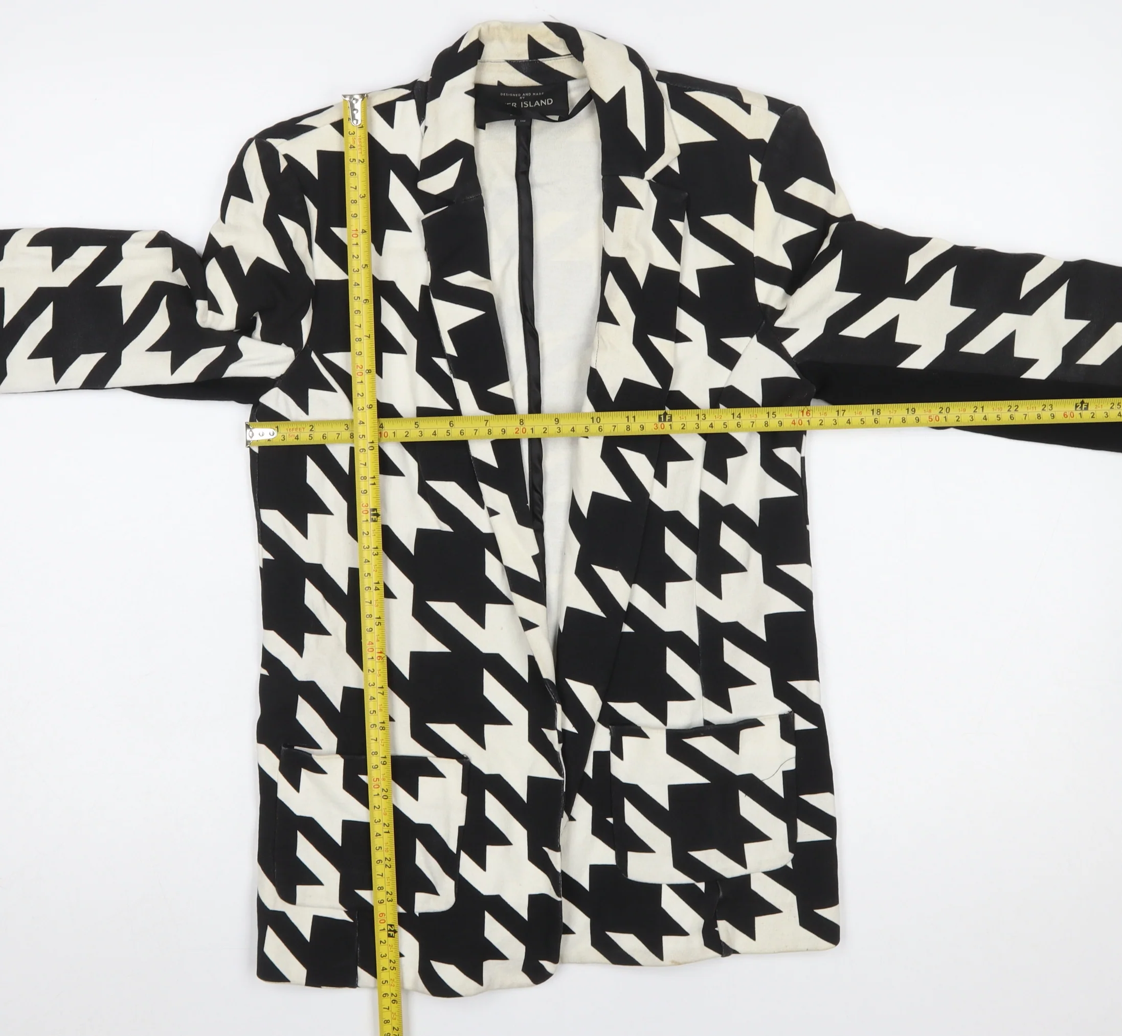 River Island Women’s Black & White Houndstooth Blazer Size 10 - Image 2