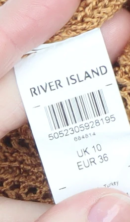 River Island Women’s Brown Open-Knit V-Neck Long Sleeve Jumper Size 10 - Image 4