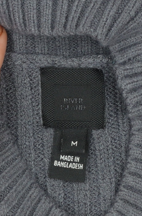 River Island Women’s Grey High Neck Chunky Knit Pullover Jumper M - Image 4