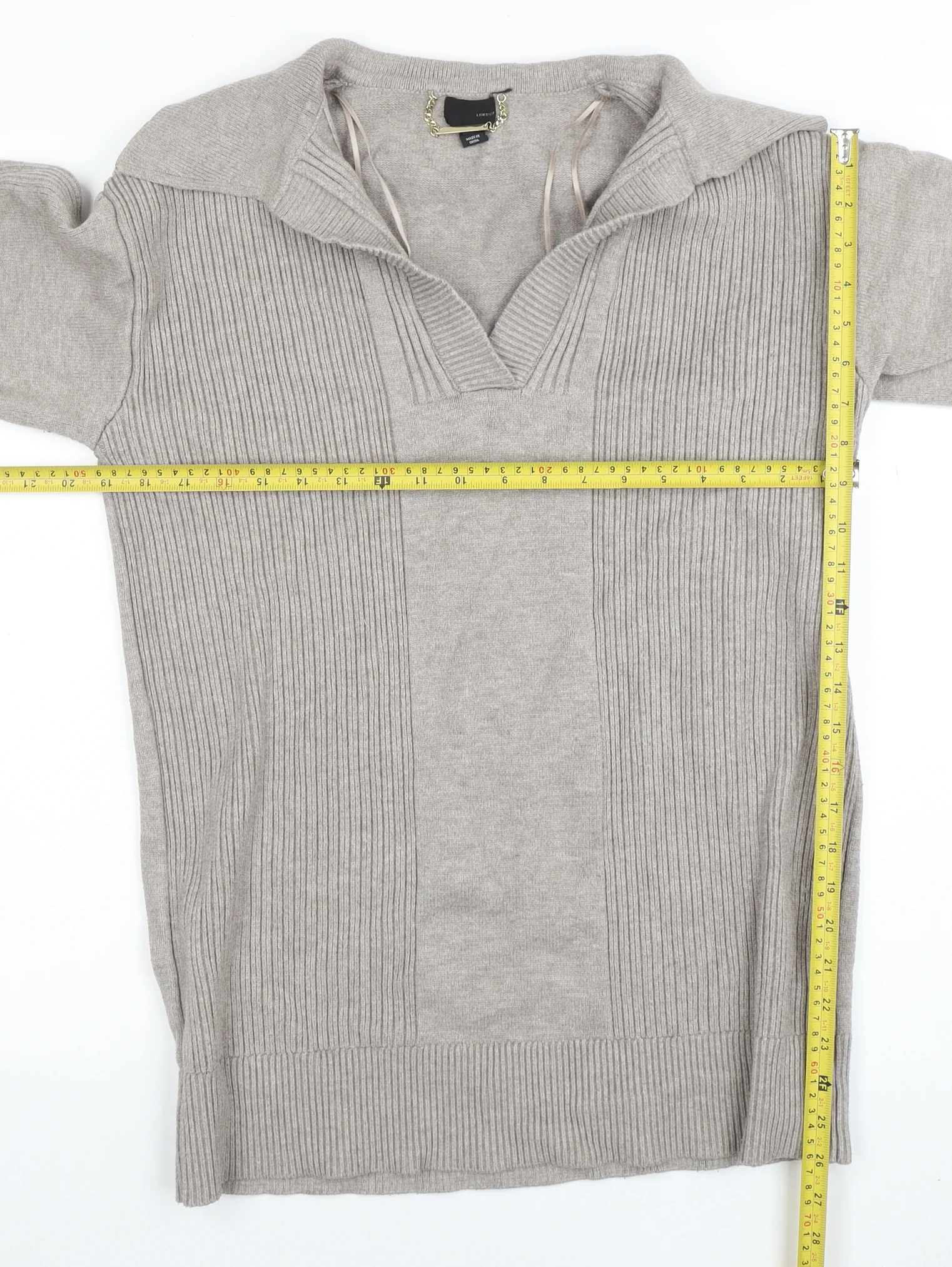 River Island Women’s Grey Knit Tunic Top M Collared 3/4 Sleeve - Image 2
