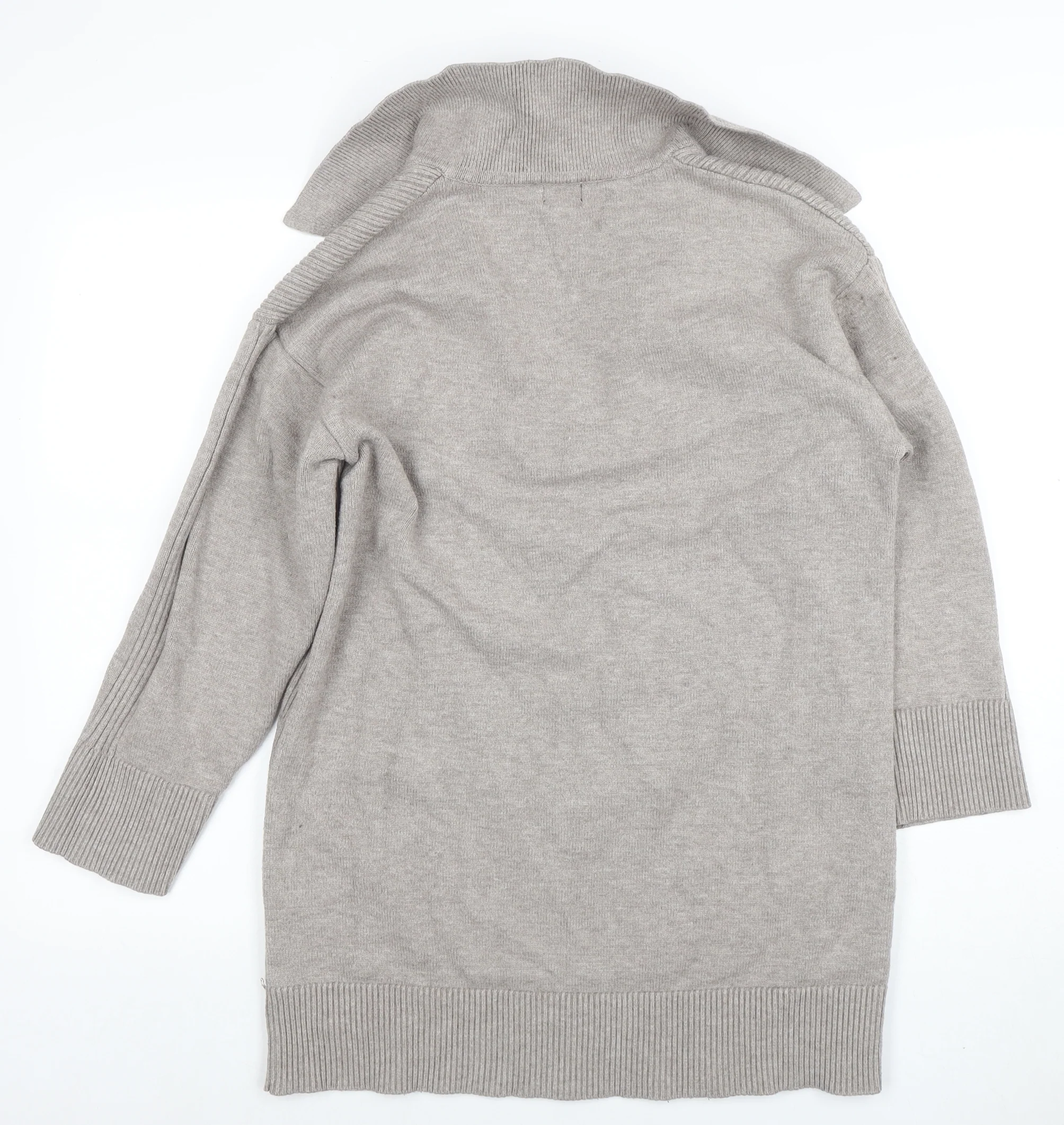 River Island Women’s Grey Knit Tunic Top M Collared 3/4 Sleeve - Image 3