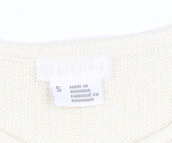 River Island Women’s Ivory Collared Knit Jumper Size S Long Sleeve - Image 4