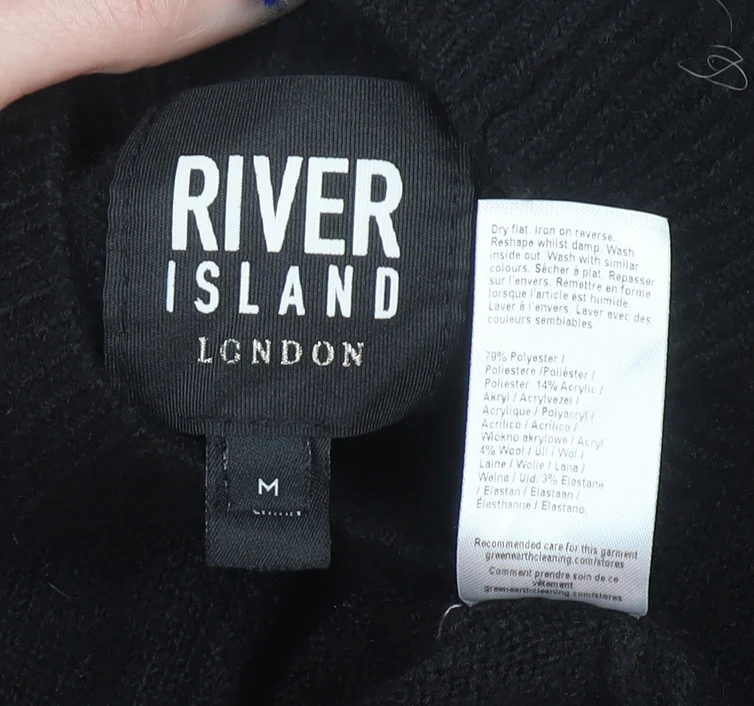 River Island Womens Black Mock Neck Long Sleeve Pullover Jumper M - Image 4