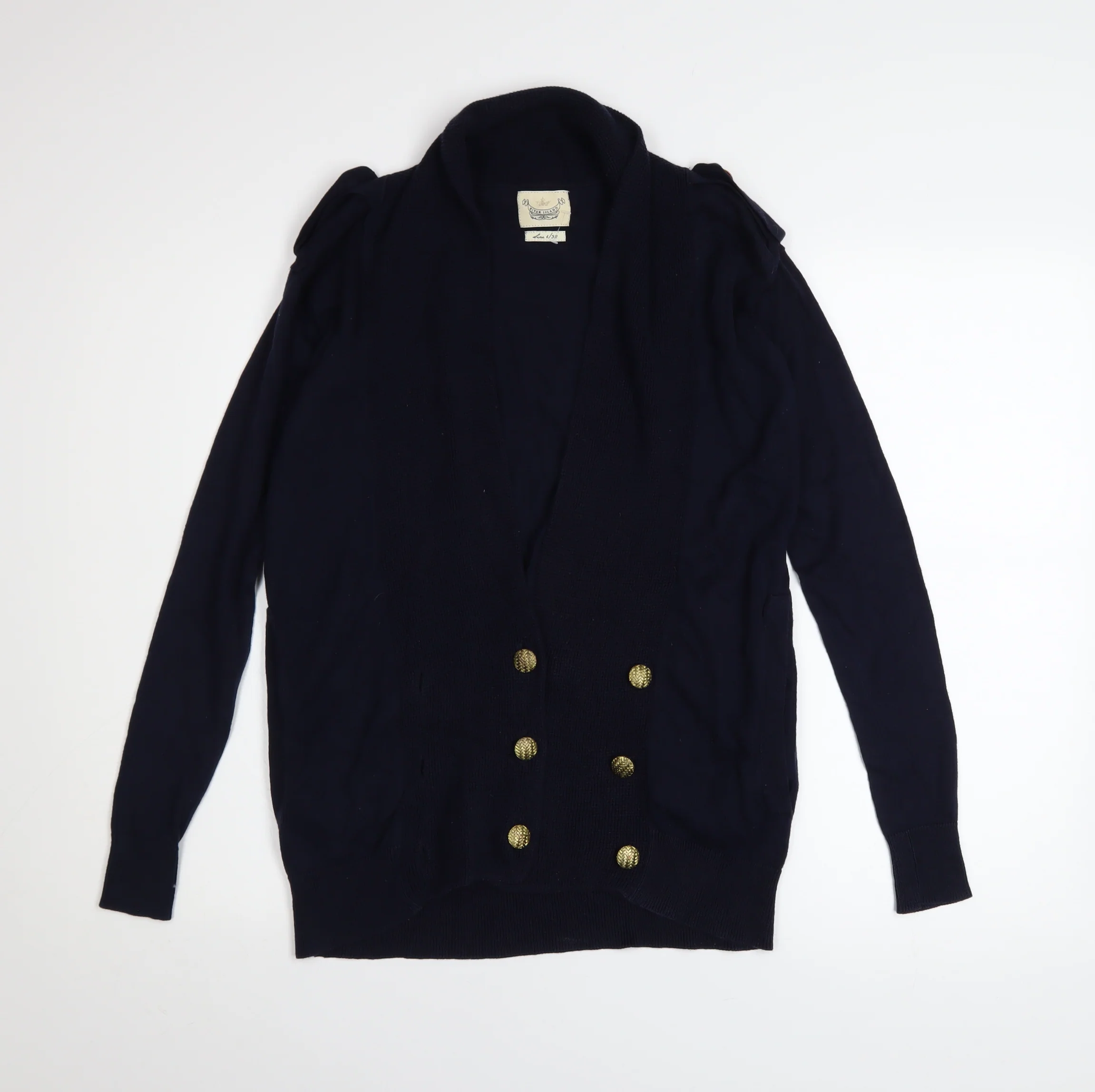 River Island Women's Blue 100% Cotton Long Sleeve Cardigan Size 6