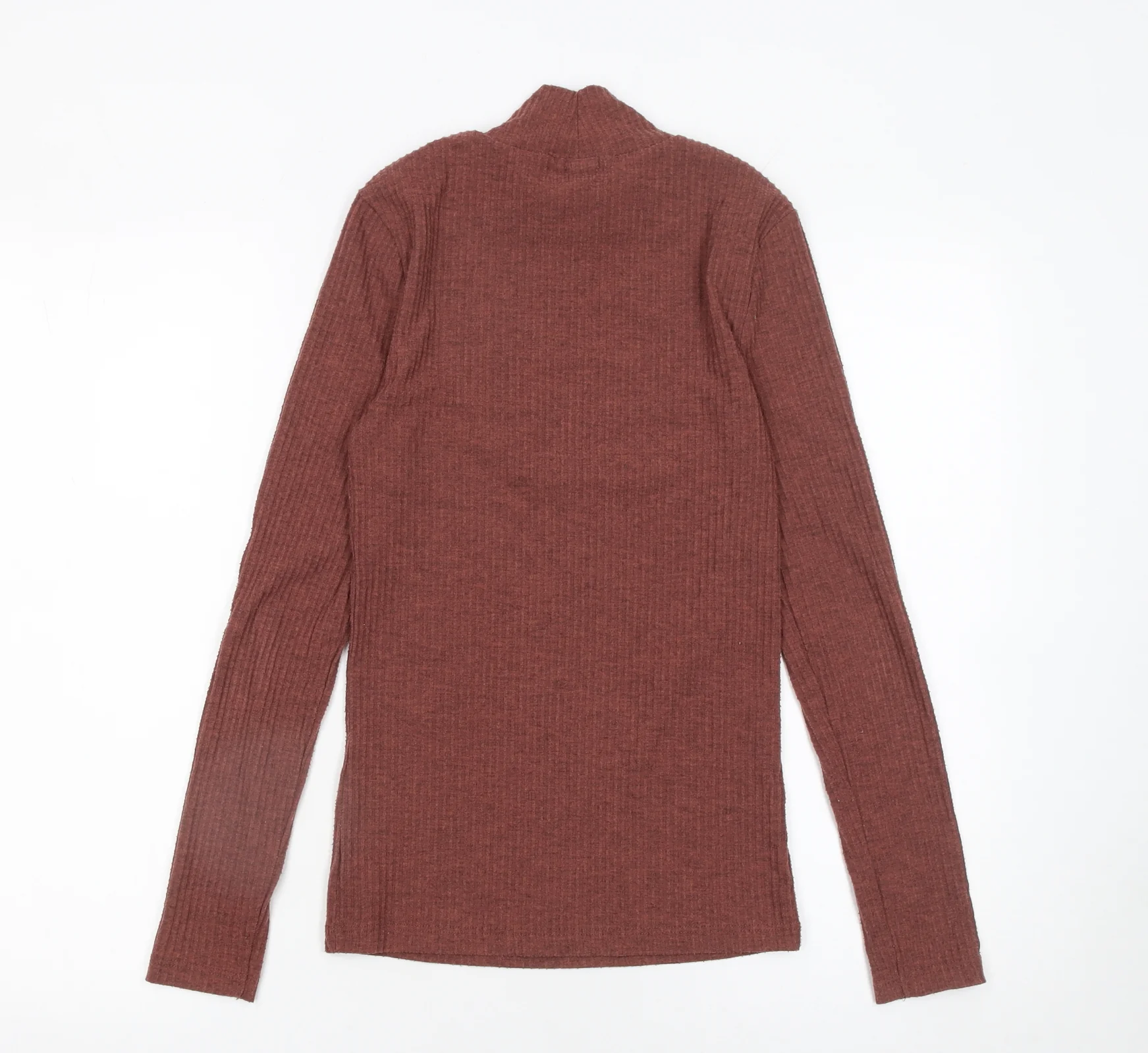 River Island Womens Brown Mock Neck Slim Knit Jumper Size 8 - Image 3