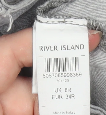 River Island Womens Grey Distressed Skinny Jeans Size 8 - Image 4