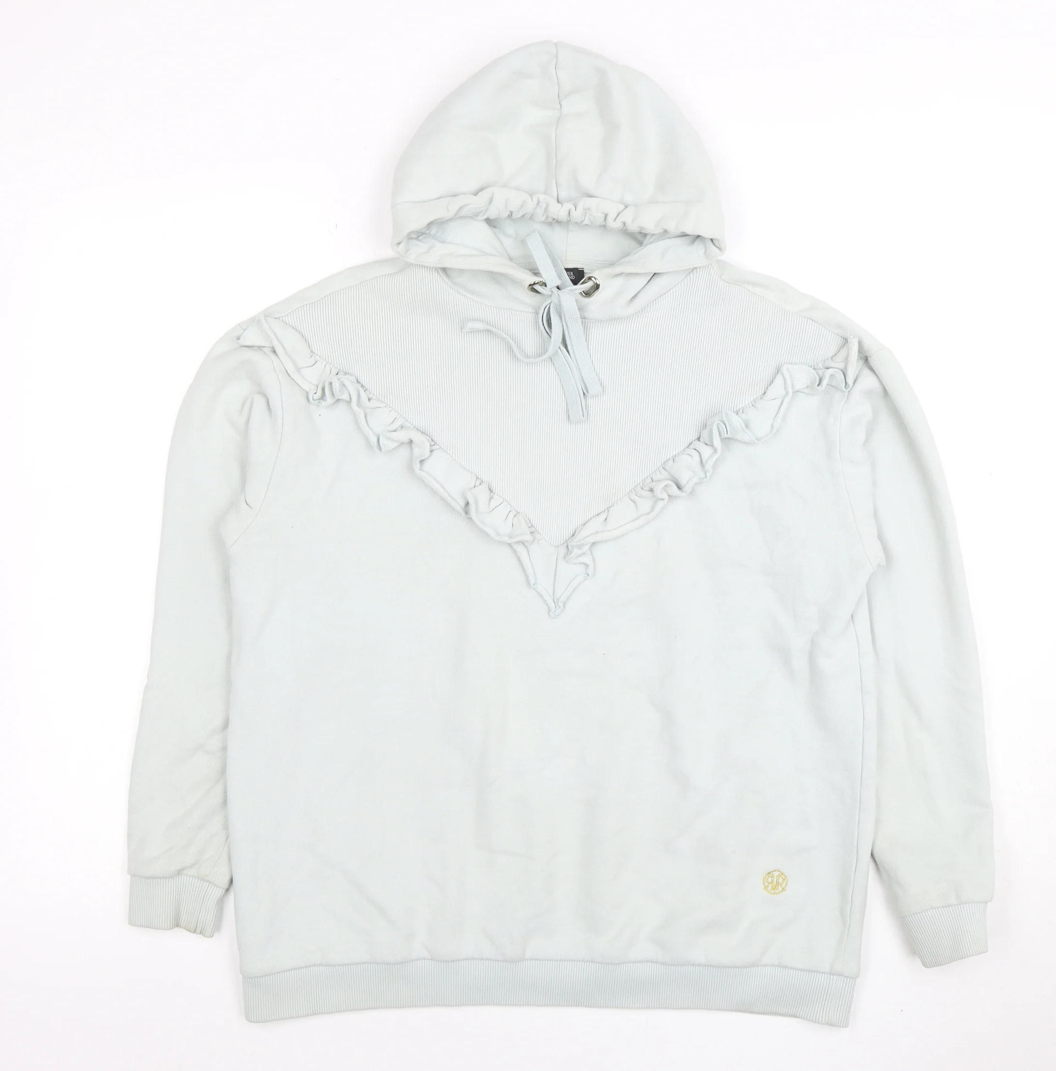 River Island Womens Light Blue Ruffle Pullover Hoodie XS