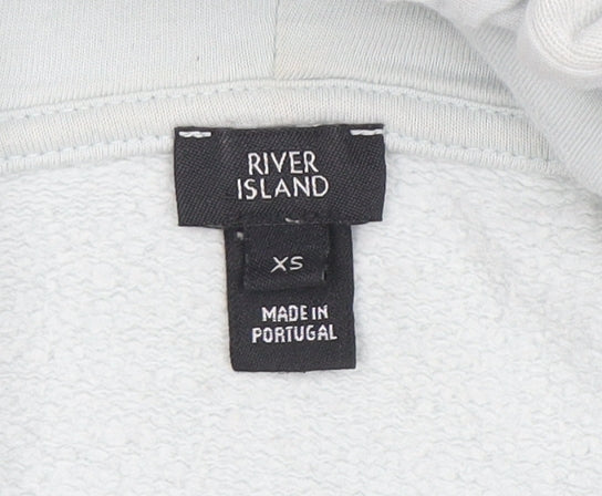River Island Womens Light Blue Ruffle Pullover Hoodie XS - Image 4