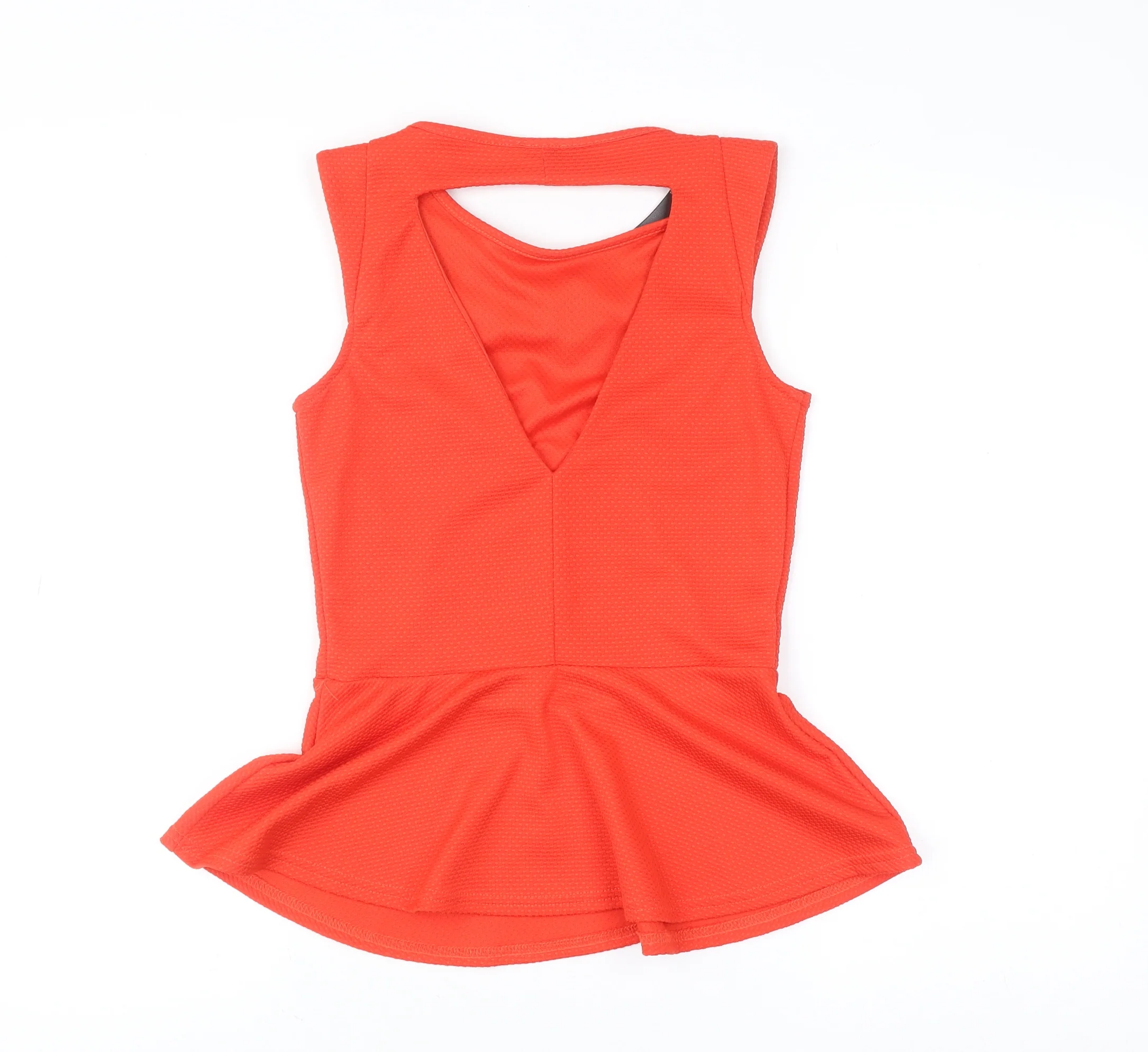 River Island Womens Orange Peplum Sleeveless Blouse Size 8 - Image 3