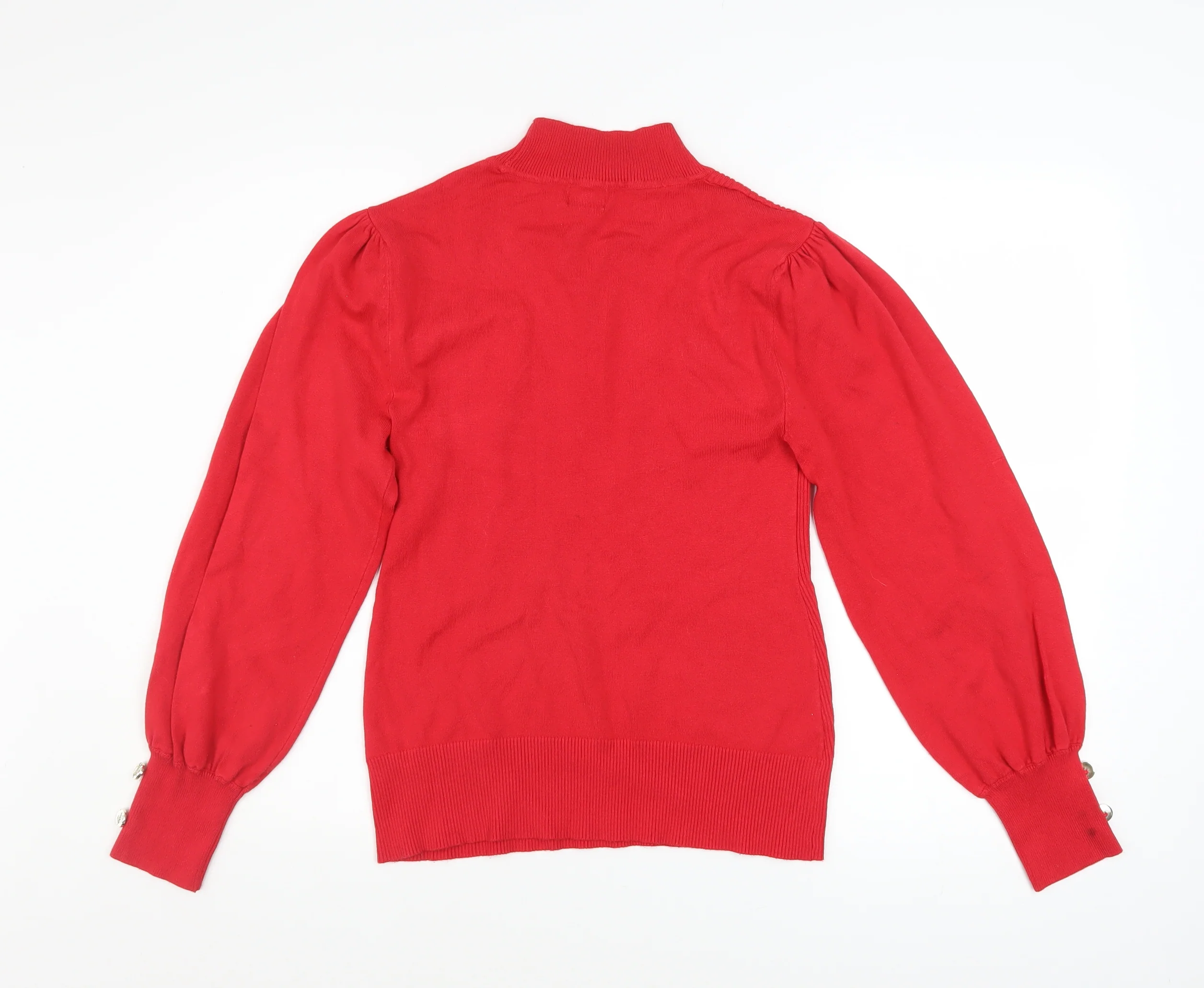 River Island Women's Red High Neck Puff Sleeve Jumper Size 16 - Image 3