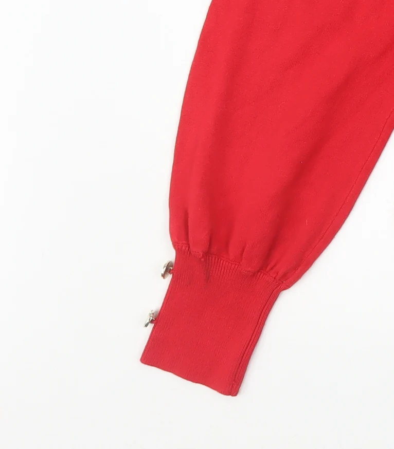 River Island Women's Red High Neck Puff Sleeve Jumper Size 16 - Image 6