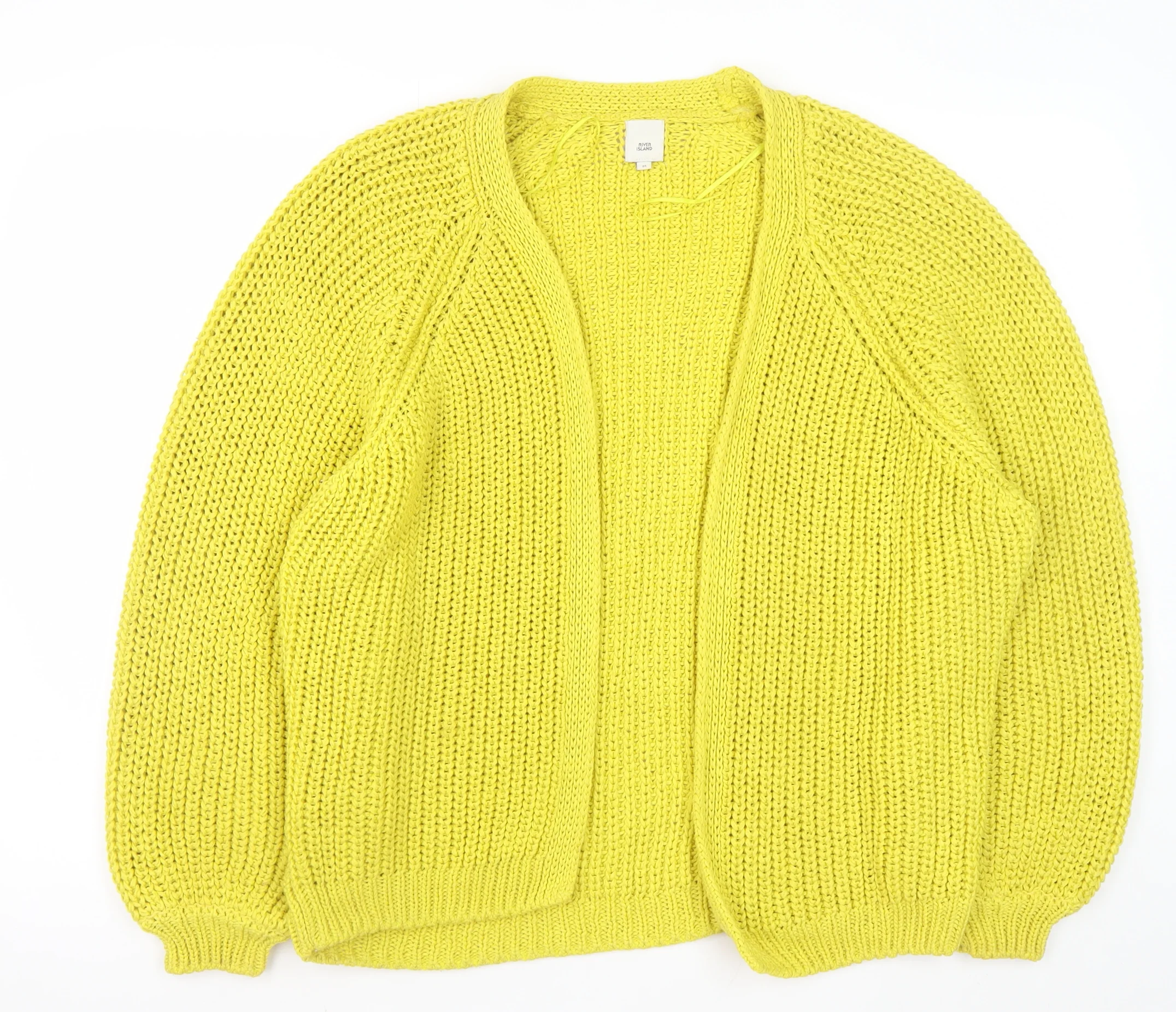 River Island Women's Yellow Chunky Knit Open Cardigan Size M - Image 2