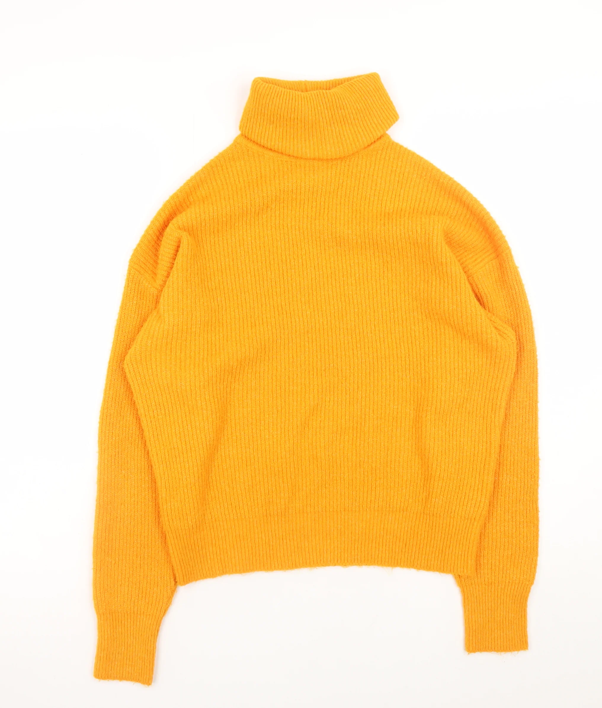 River Island Womens Yellow Roll Neck Ribbed Knit Jumper XS
