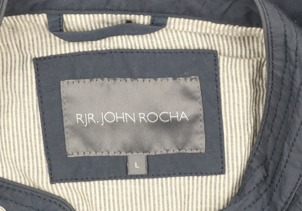 RJR John Rocha Men's Blue Biker Jacket Size L Cotton Nylon - Image 5