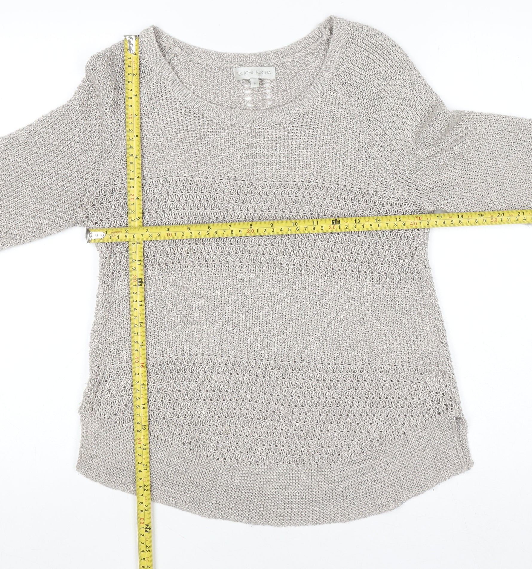 RJR John Rocha Women’s Beige Knit Jumper Size 8 Acrylic Blend - Image 2