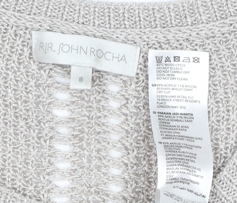 RJR John Rocha Women’s Beige Knit Jumper Size 8 Acrylic Blend - Image 4