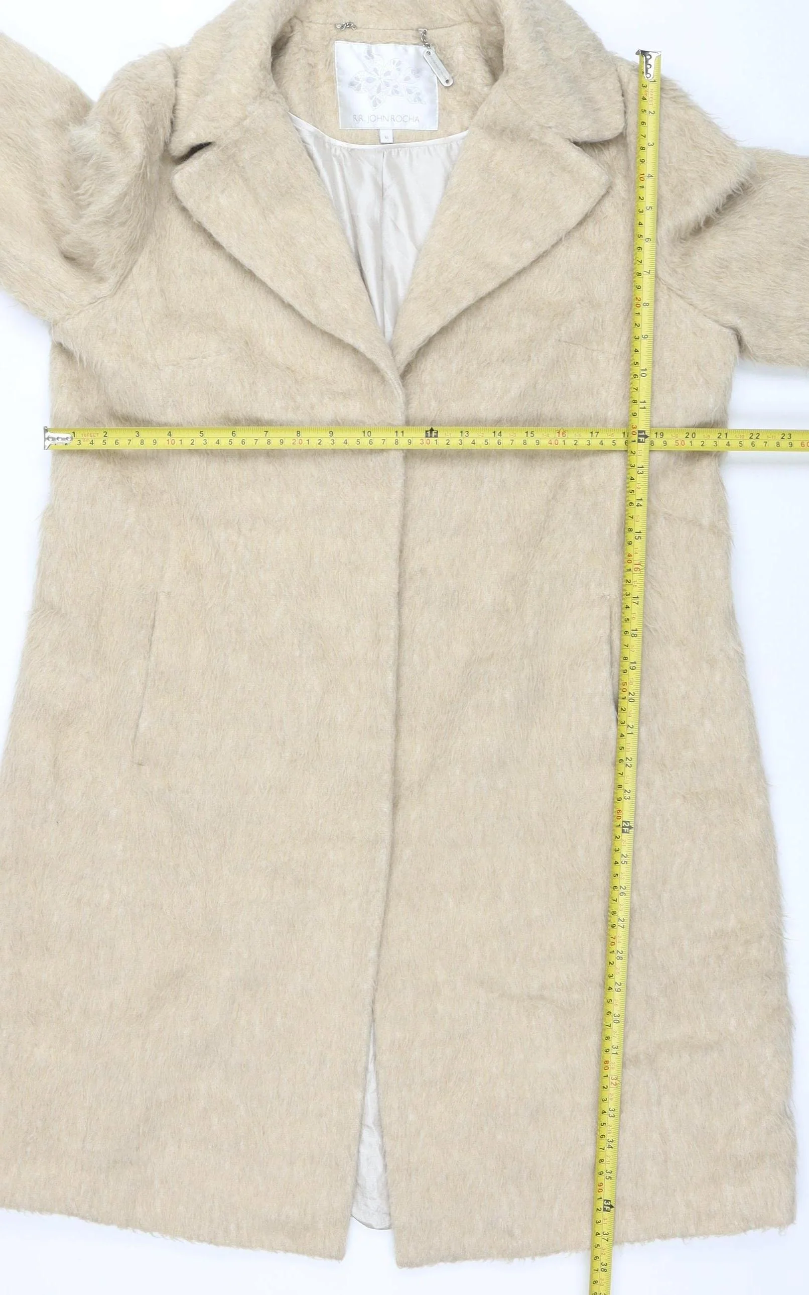 RJR John Rocha Women’s Beige Wool Blend Long Overcoat Size 16 - Image 2