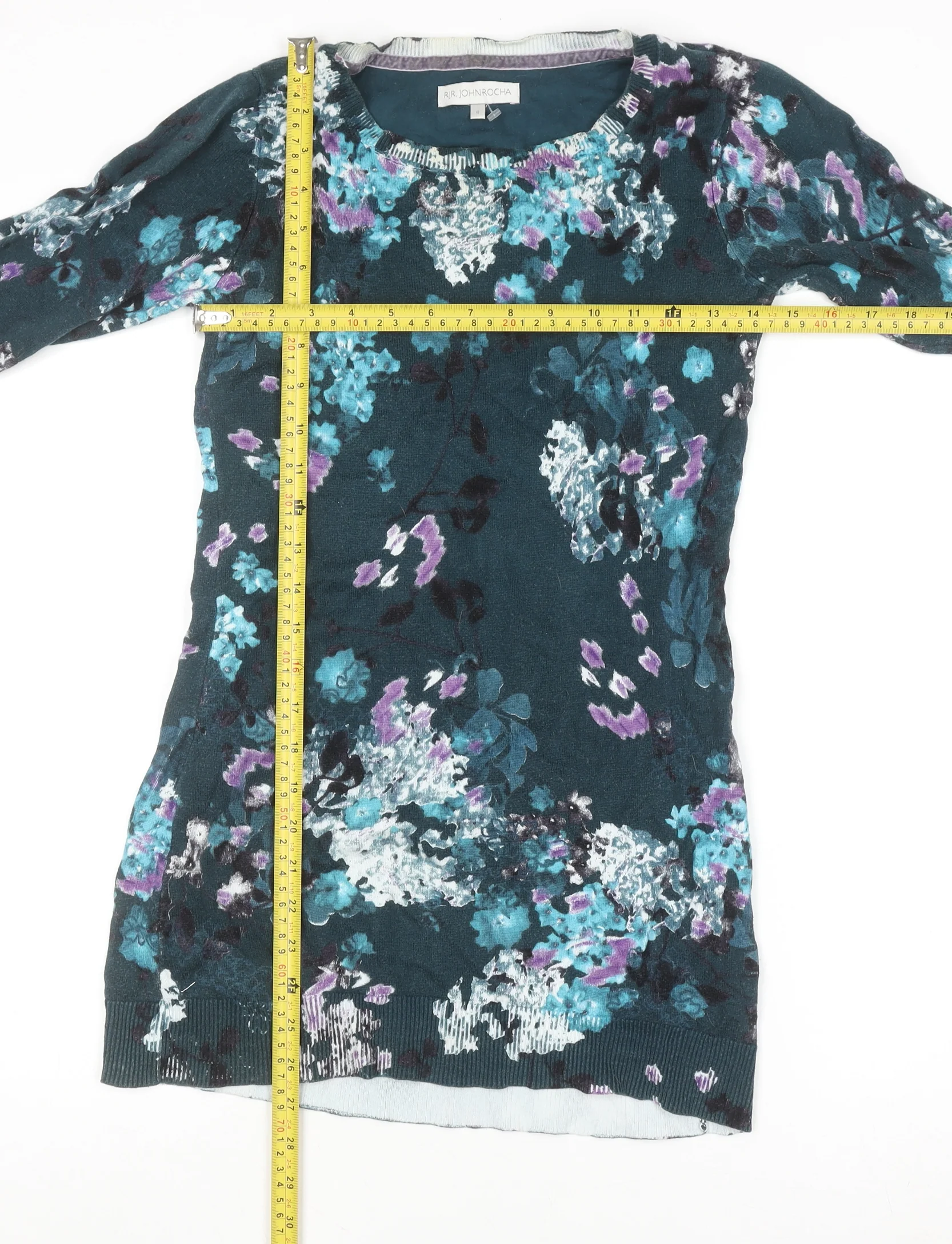 RJR John Rocha Women's Multicoloured Floral Cotton Jumper Size 8 - Image 2