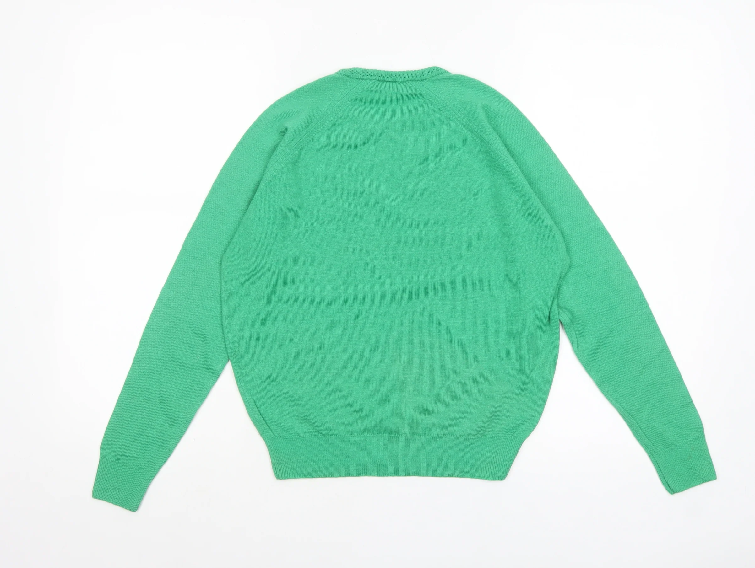 Robert Rowley Women Green Wool Crew Neck Jumper Size 12 - Image 3