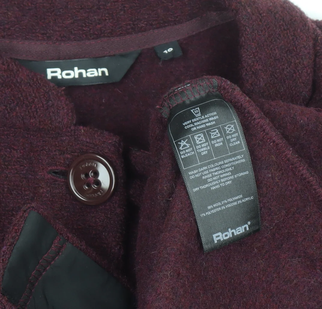 Rohan Women's Burgundy Wool Blend Cardigan Size 10 Classic Fit - Image 4