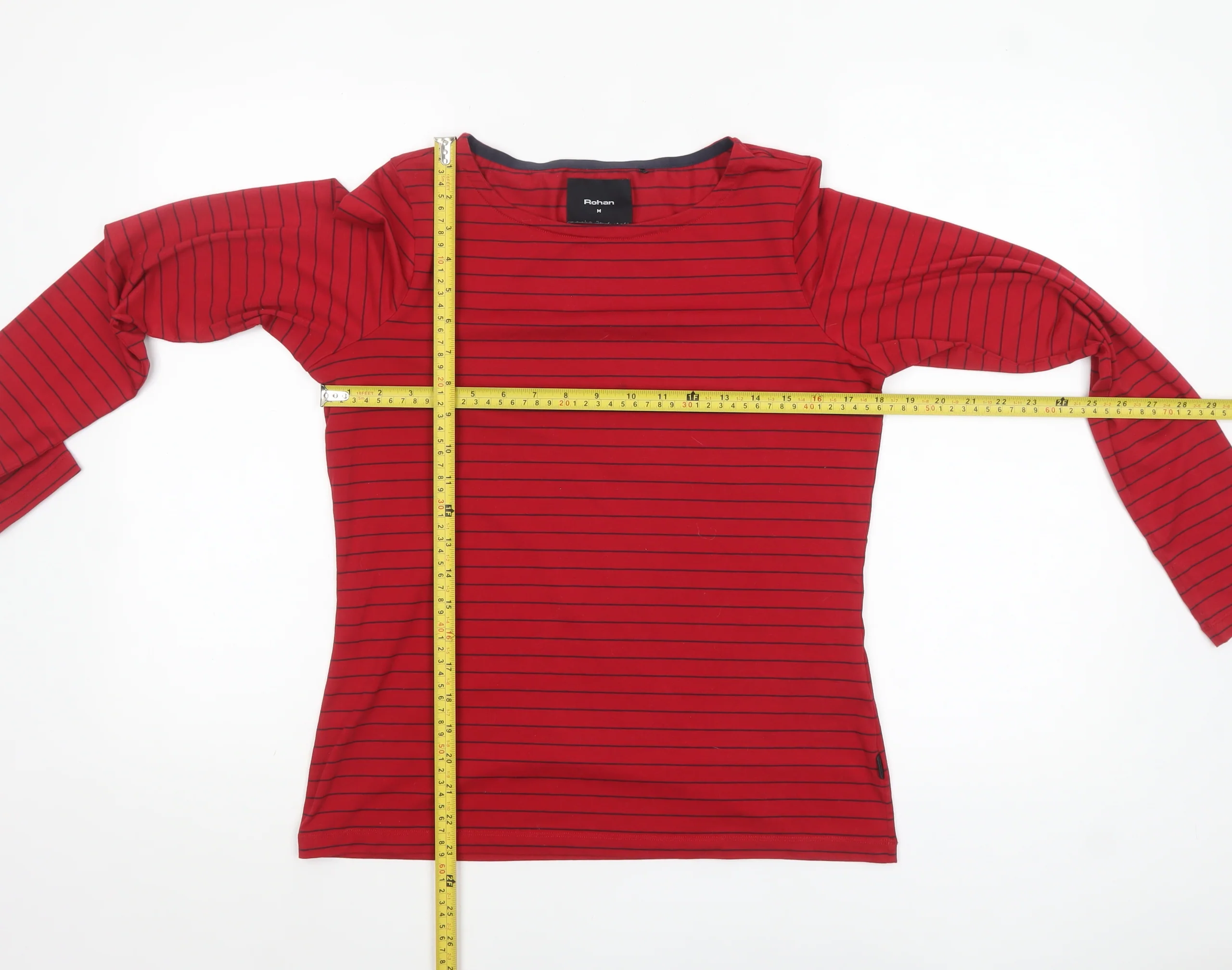 Rohan Womens Red Striped Long Sleeve Basic Boat Neck Top M - Image 2