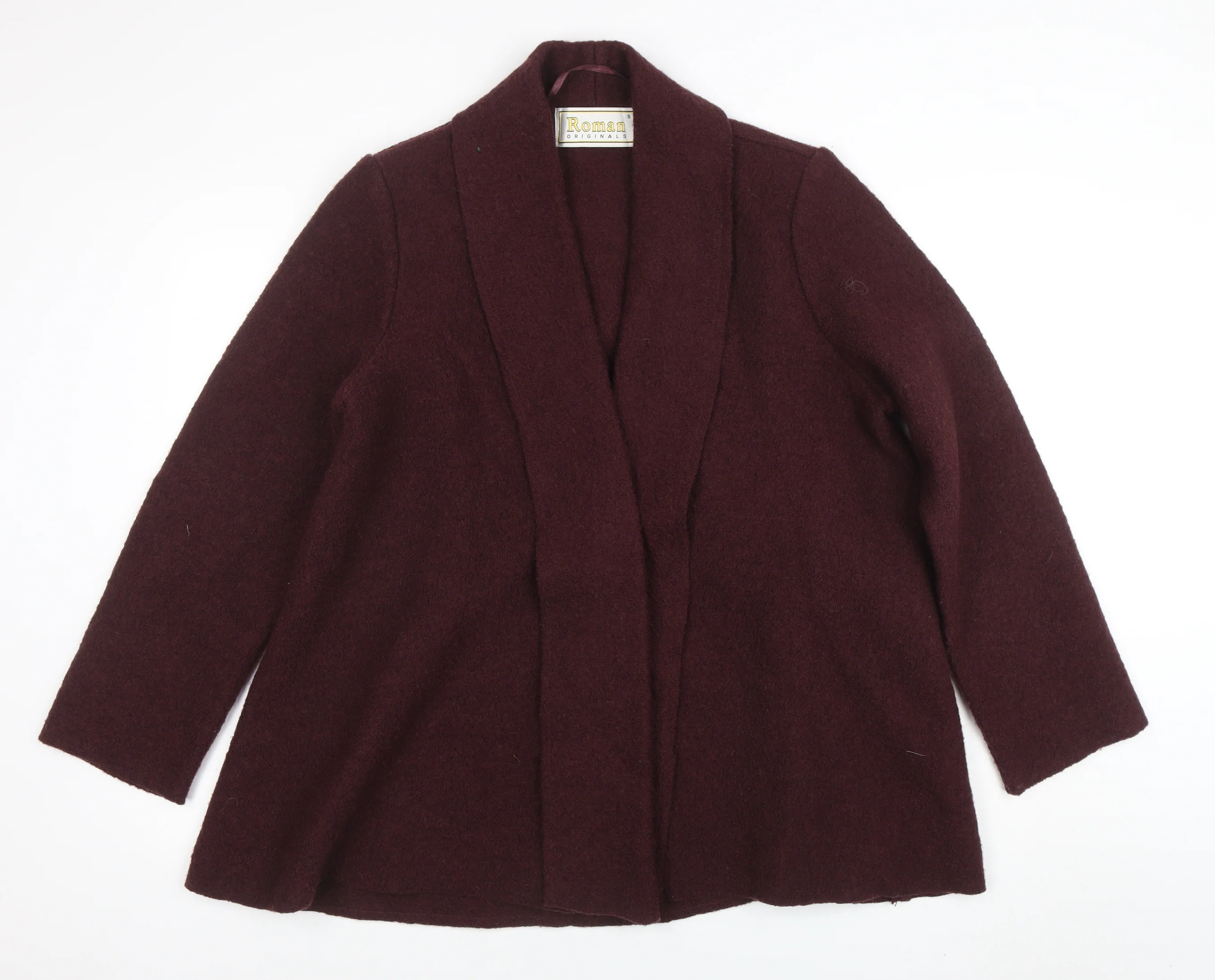 Roman Originals Women Brown Wool Mid-Length Open Jacket Size S