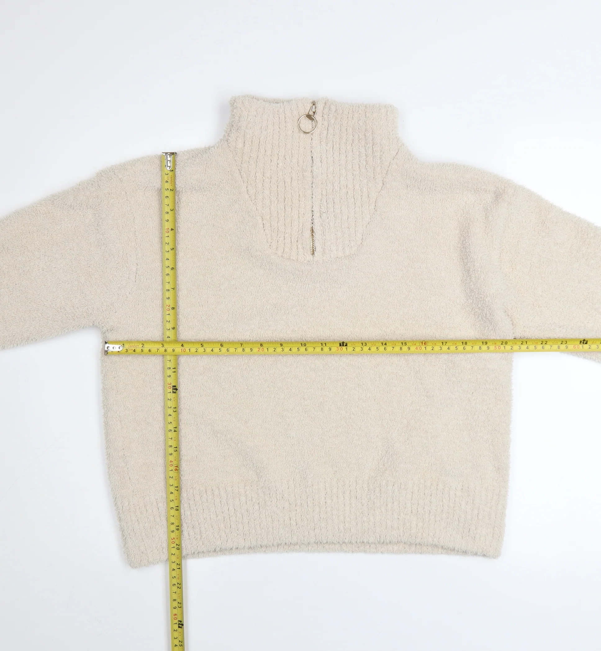 Roman Women Beige 1/4 Zip High Neck Pullover Sweater Size 16 - Image 2