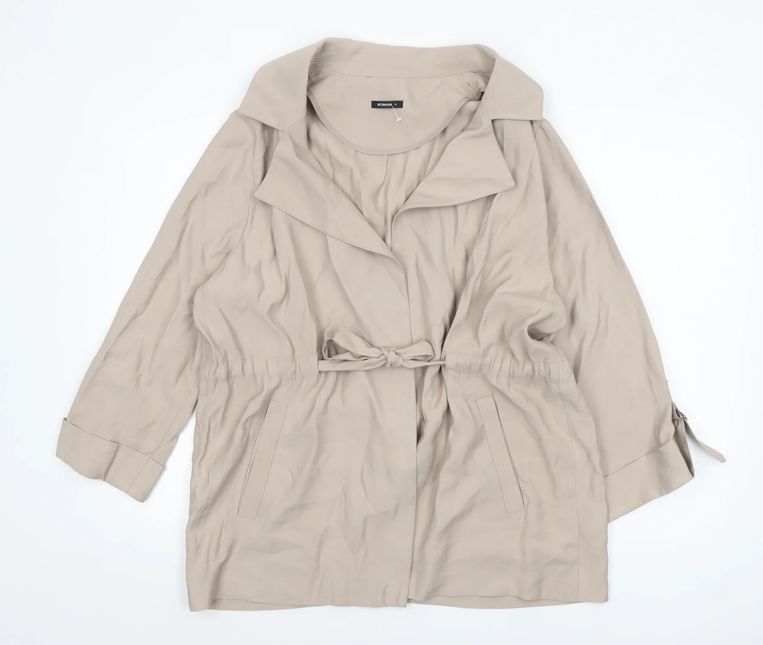 Roman Women’s Beige Mid-Length Belted Trench Coat Size 16