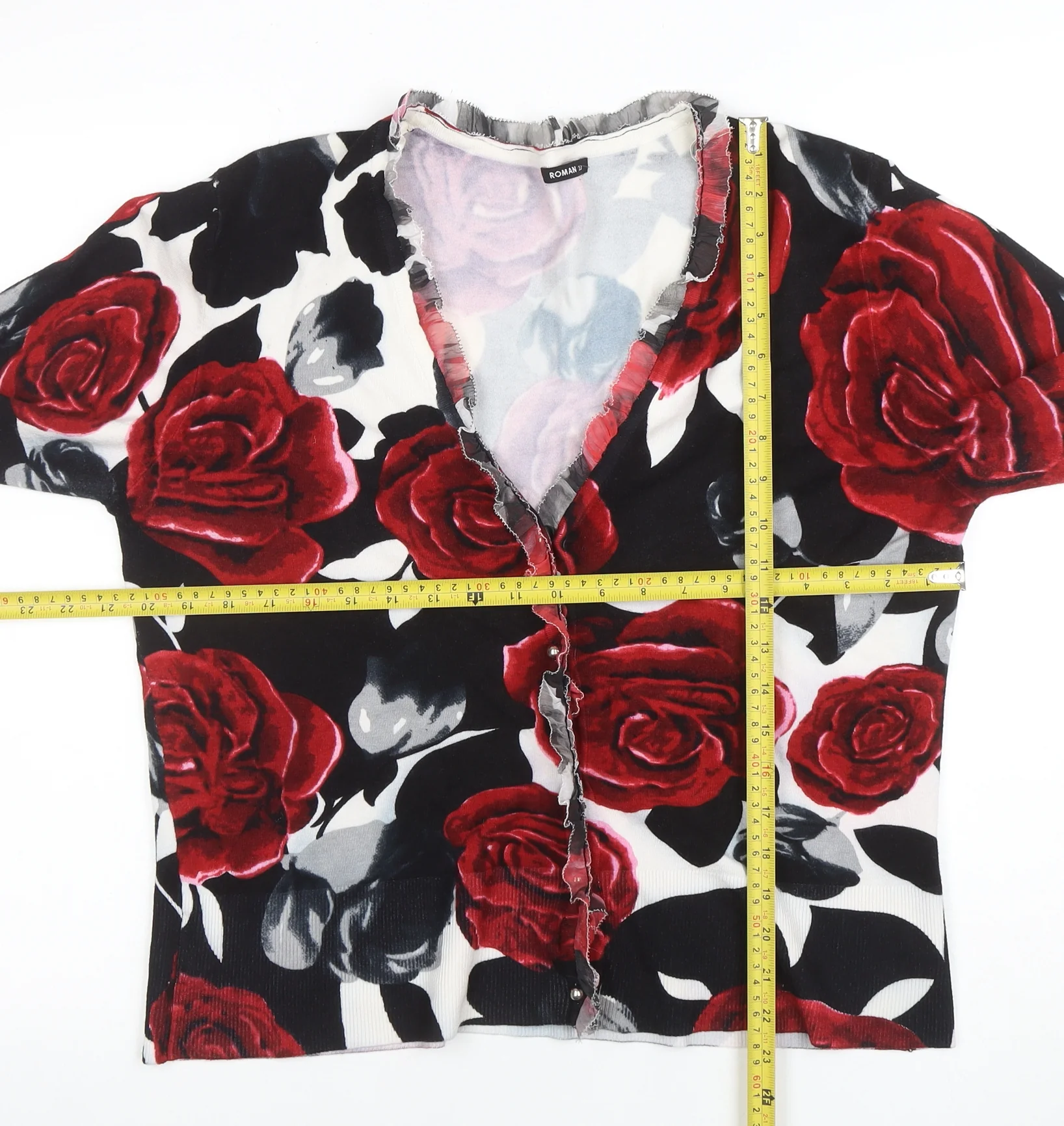 Roman Women’s Multicoloured Floral V-Neck Cardigan Size 20 - Image 2