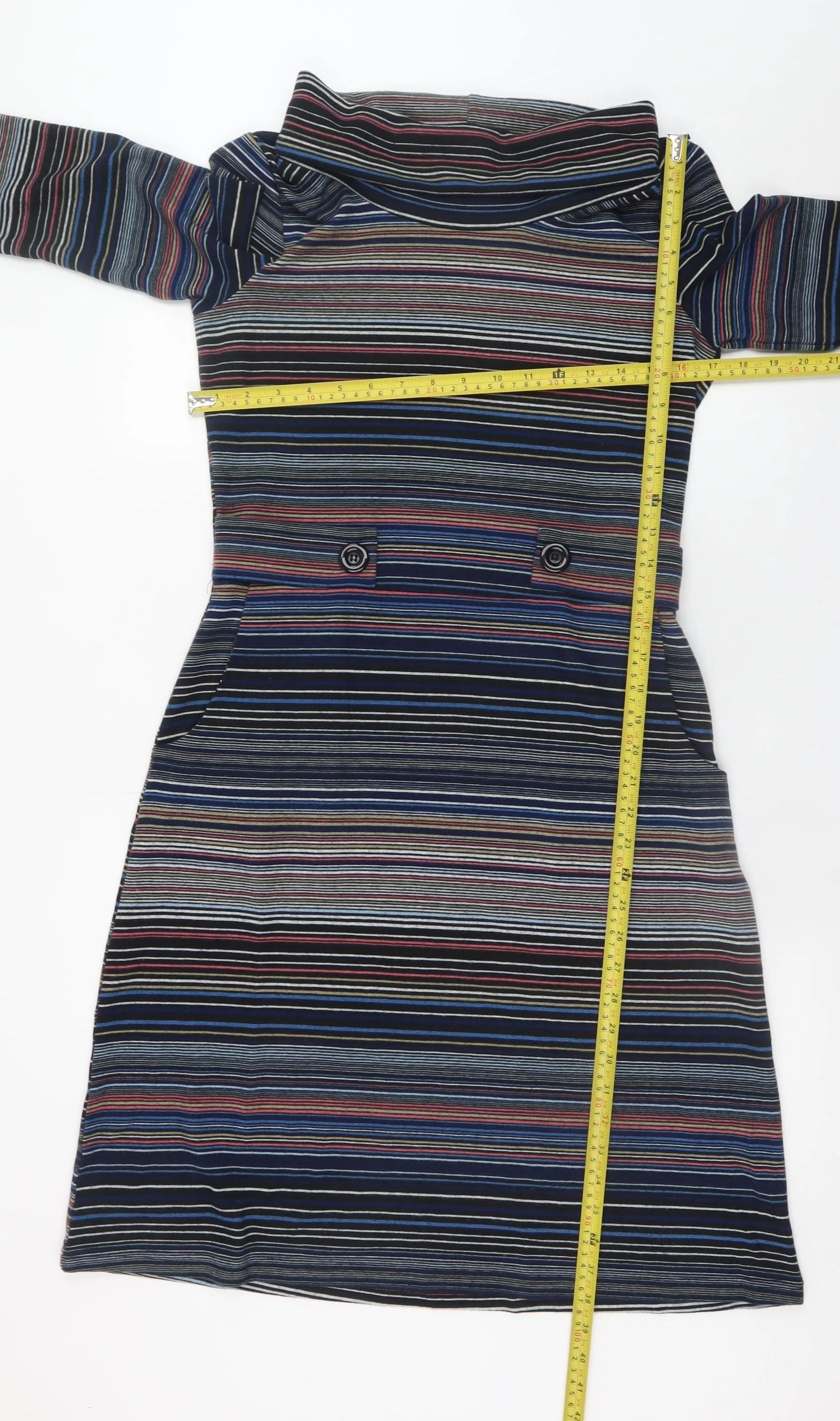 Roman Women’s Multicoloured Stripe Shift Dress Size 12 3/4 Sleeve Knit - Image 2