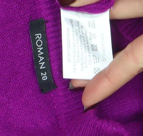 Roman Women’s Purple Acrylic Crew Neck Jumper Size 20 - Image 4