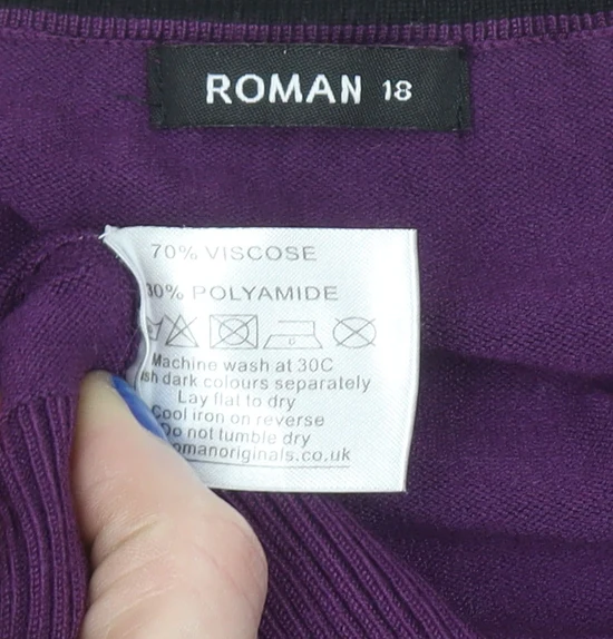 Roman Women’s Purple Polka Dot Scoop Neck Long Sleeve Jumper Size 18 - Image 4