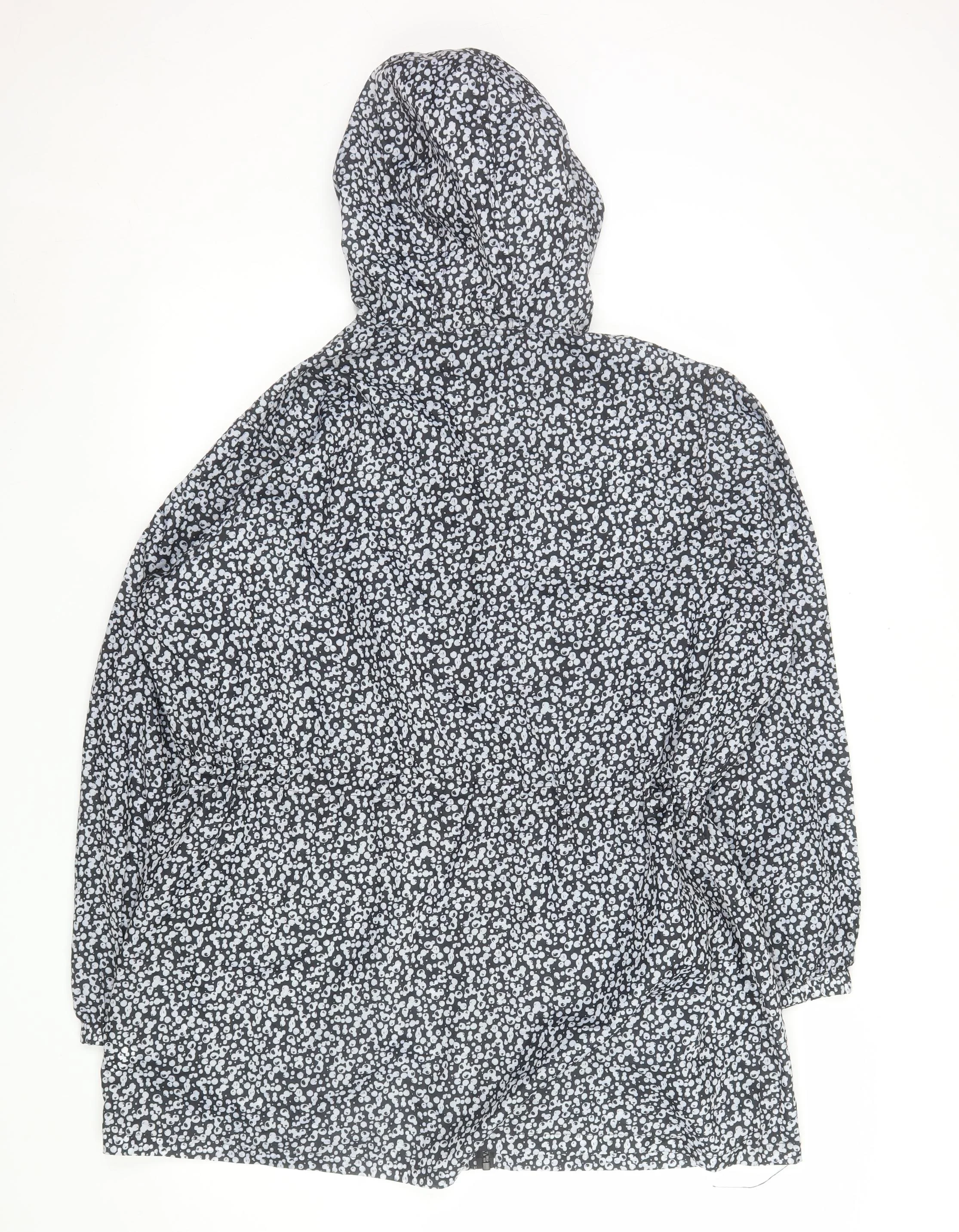 Roman Womens Black Animal Print Hooded Lightweight Rain Jacket L - Image 3