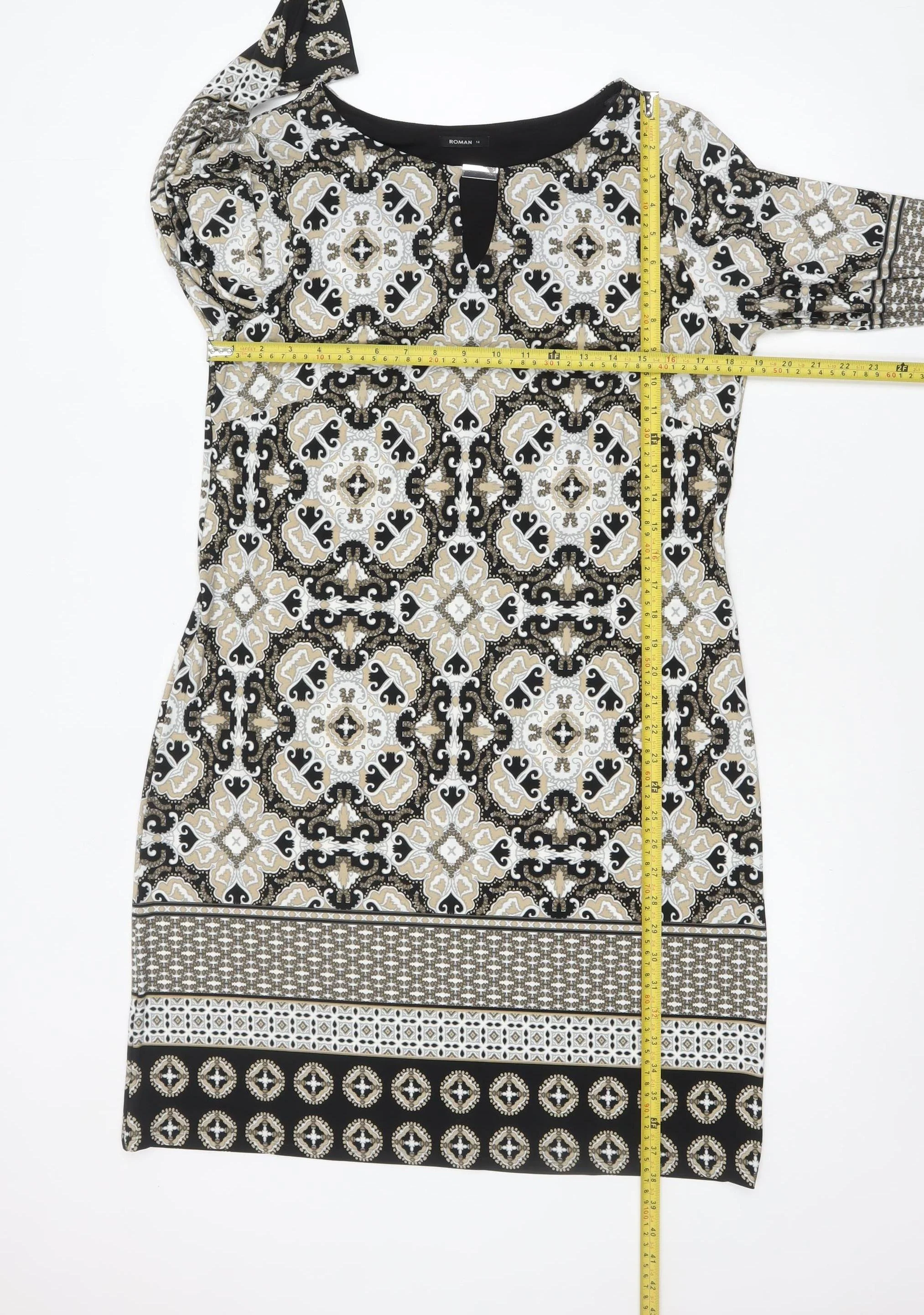 Roman Womens Multicoloured Geometric Shift Dress Size 14 - Image 2